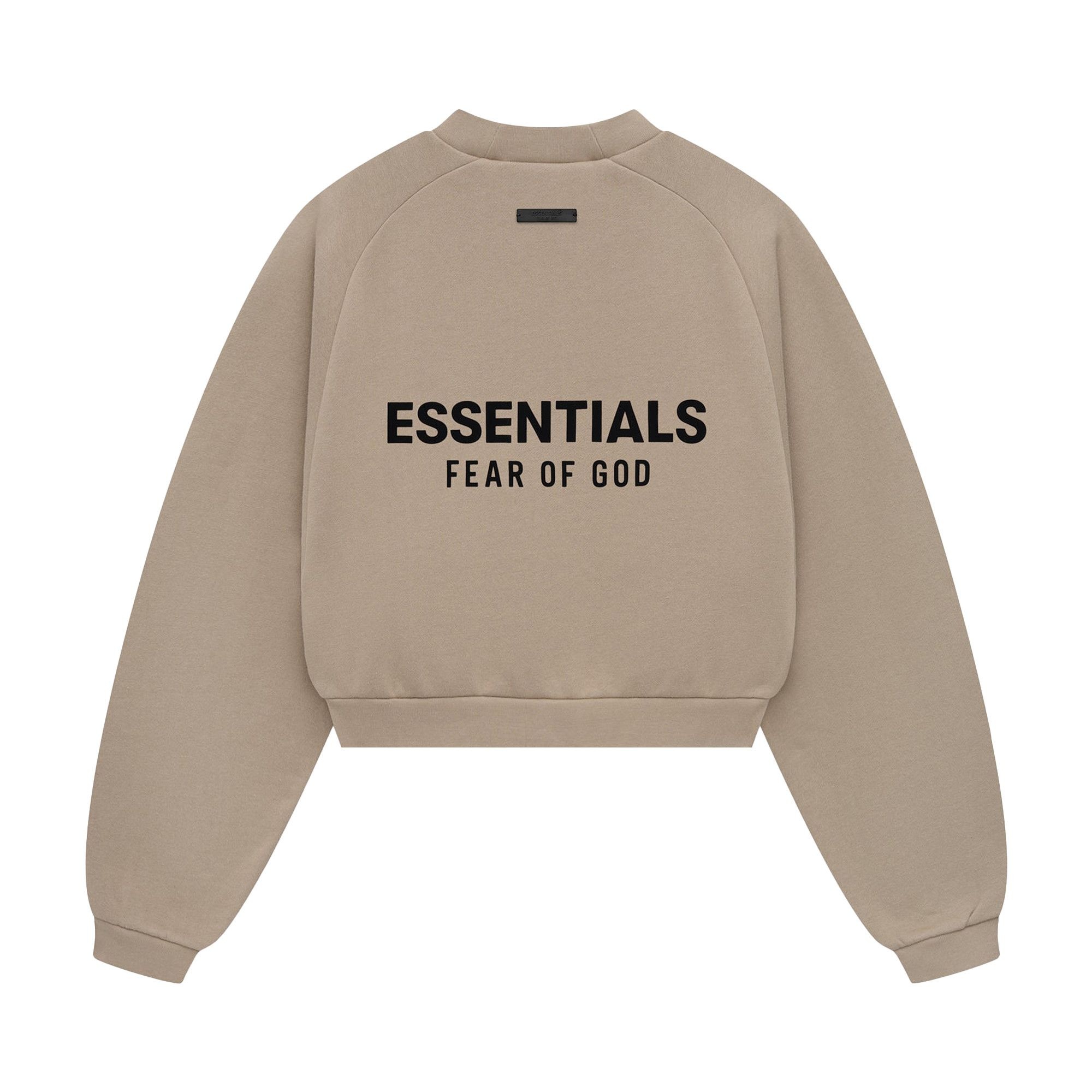 Fear of God Essentials Fleece Cropped Crewneck 'Desert Sand' - 2