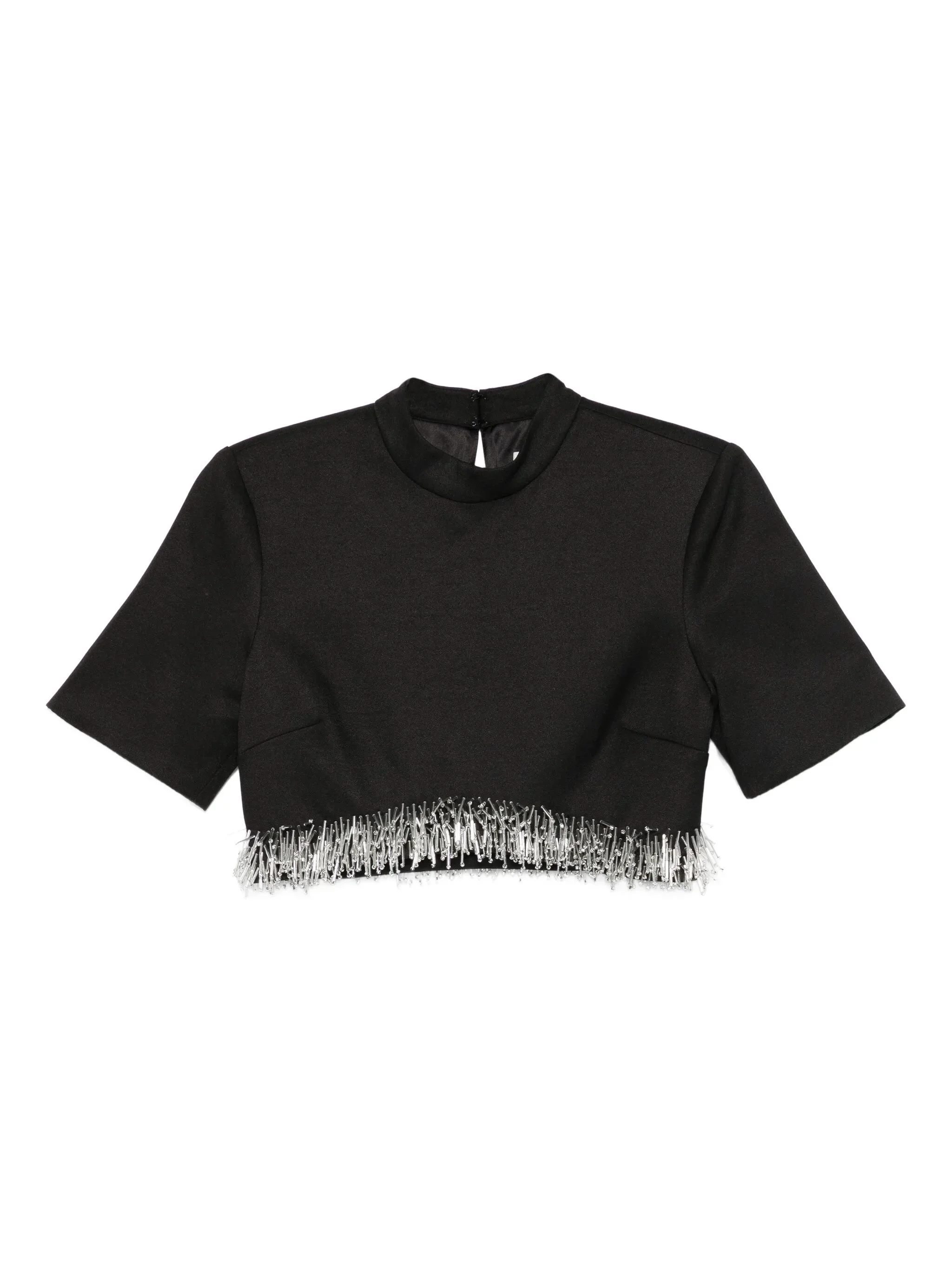 fringe-trimmed short-sleeve top - 1