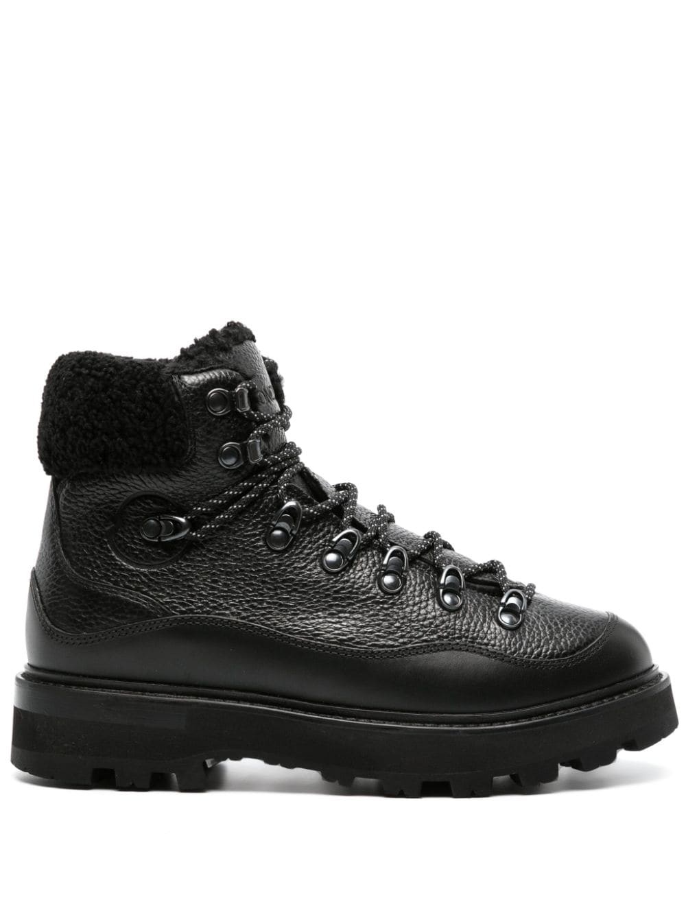 faux-fur trim leather boots - 1