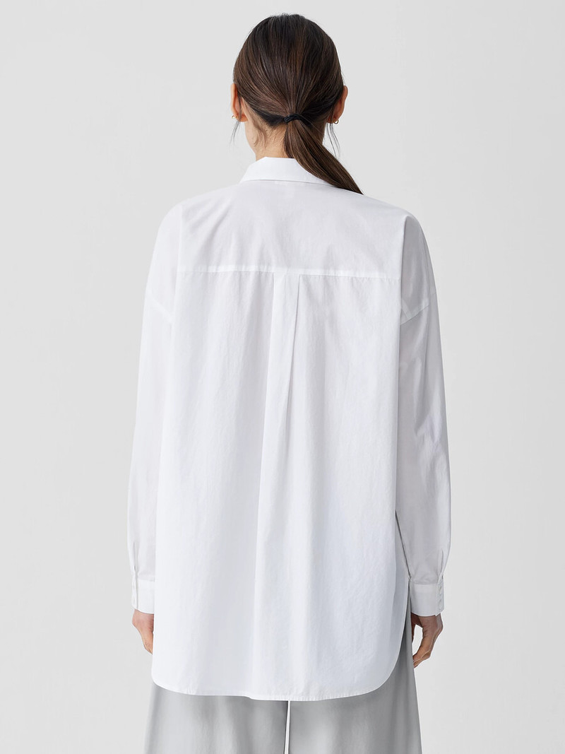 Washed Organic Cotton Poplin Classic Collar Long Shirt 4