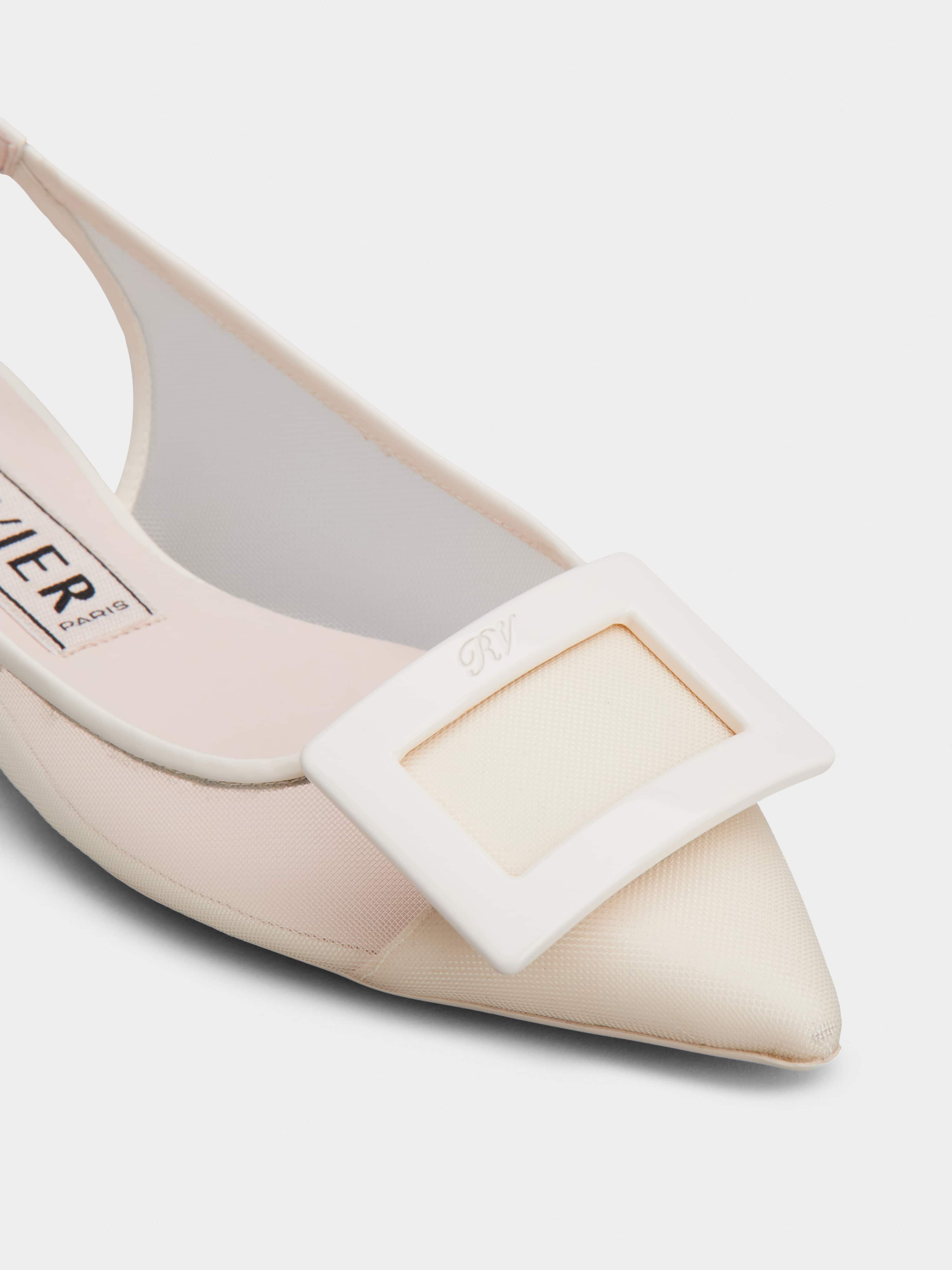 Gommettine Net Lacquered Buckle Slingback Ballerinas in Fabric - 3