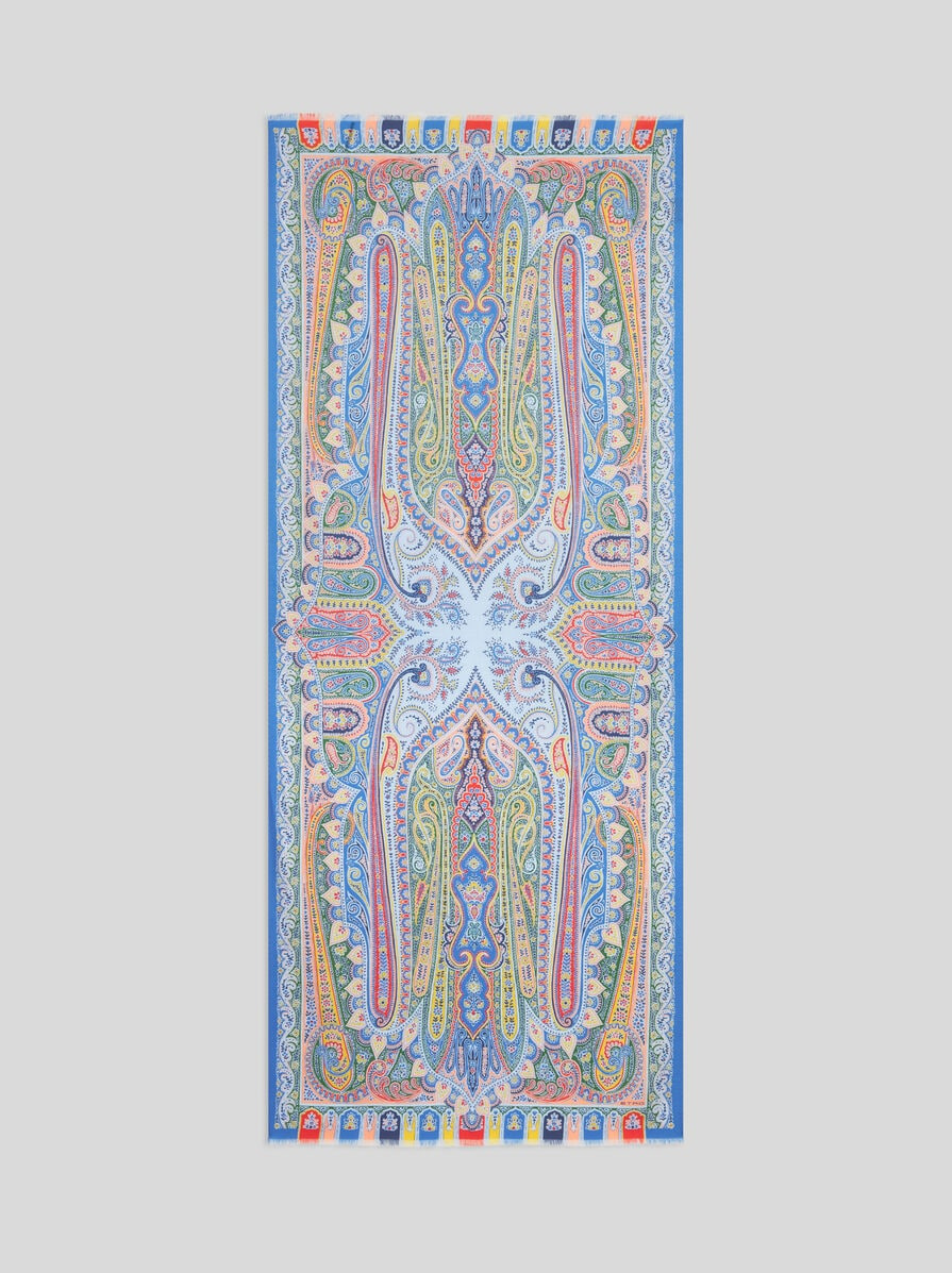 WOOL AND SILK SCARF WITH MULTICOLOURED PRINT - 2