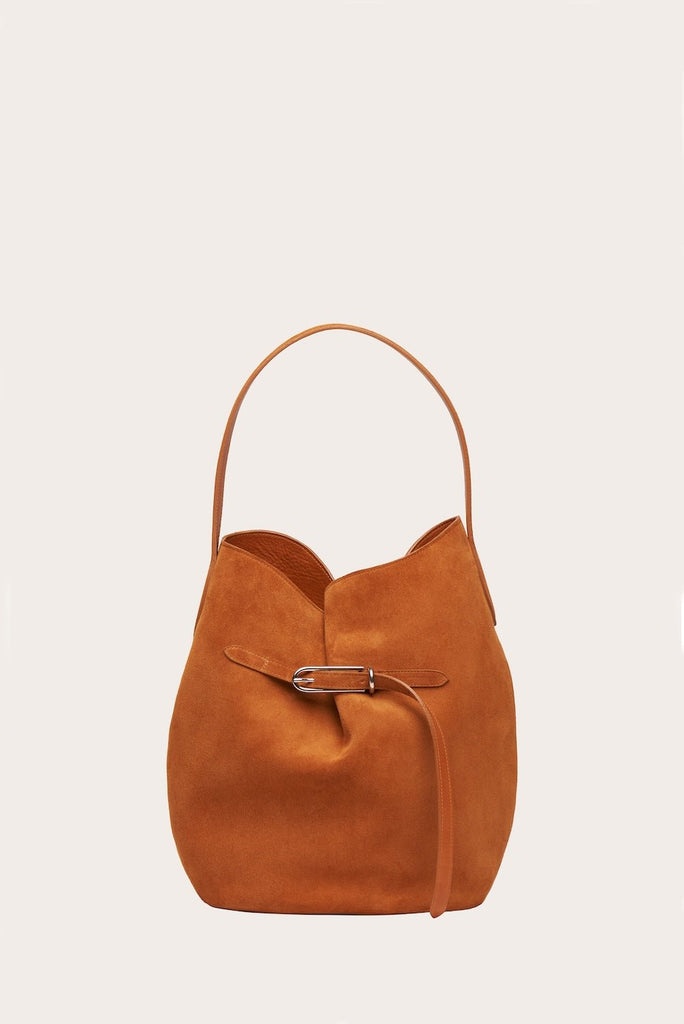 BELTED BUCKET BAG LARGE CINNAMON SUEDE - 1