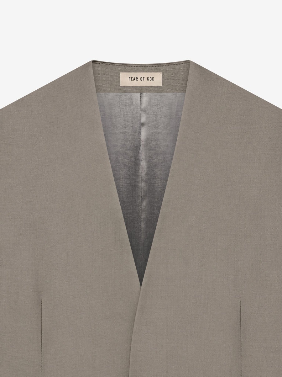 Wool Mohair Lapelless Jacket - 3