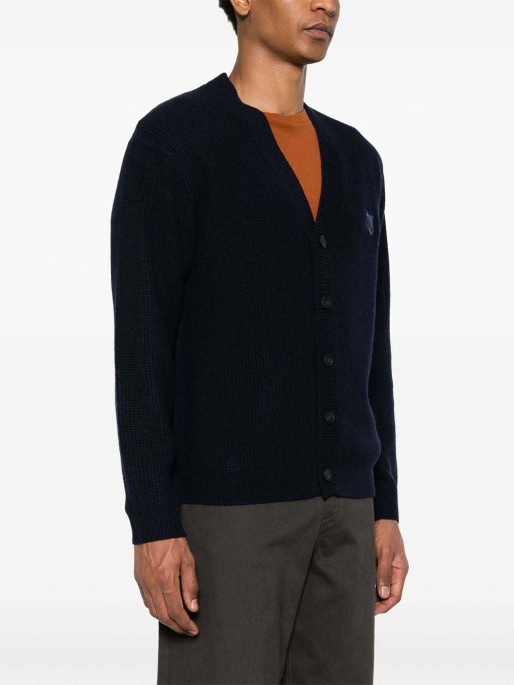 Bold Fox Head ribbed cardigan - 3