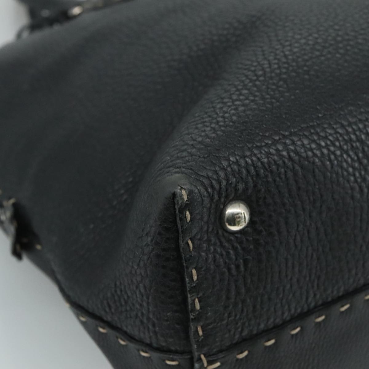 FENDI Celeria Hand Bag Leather Black Silver - 15