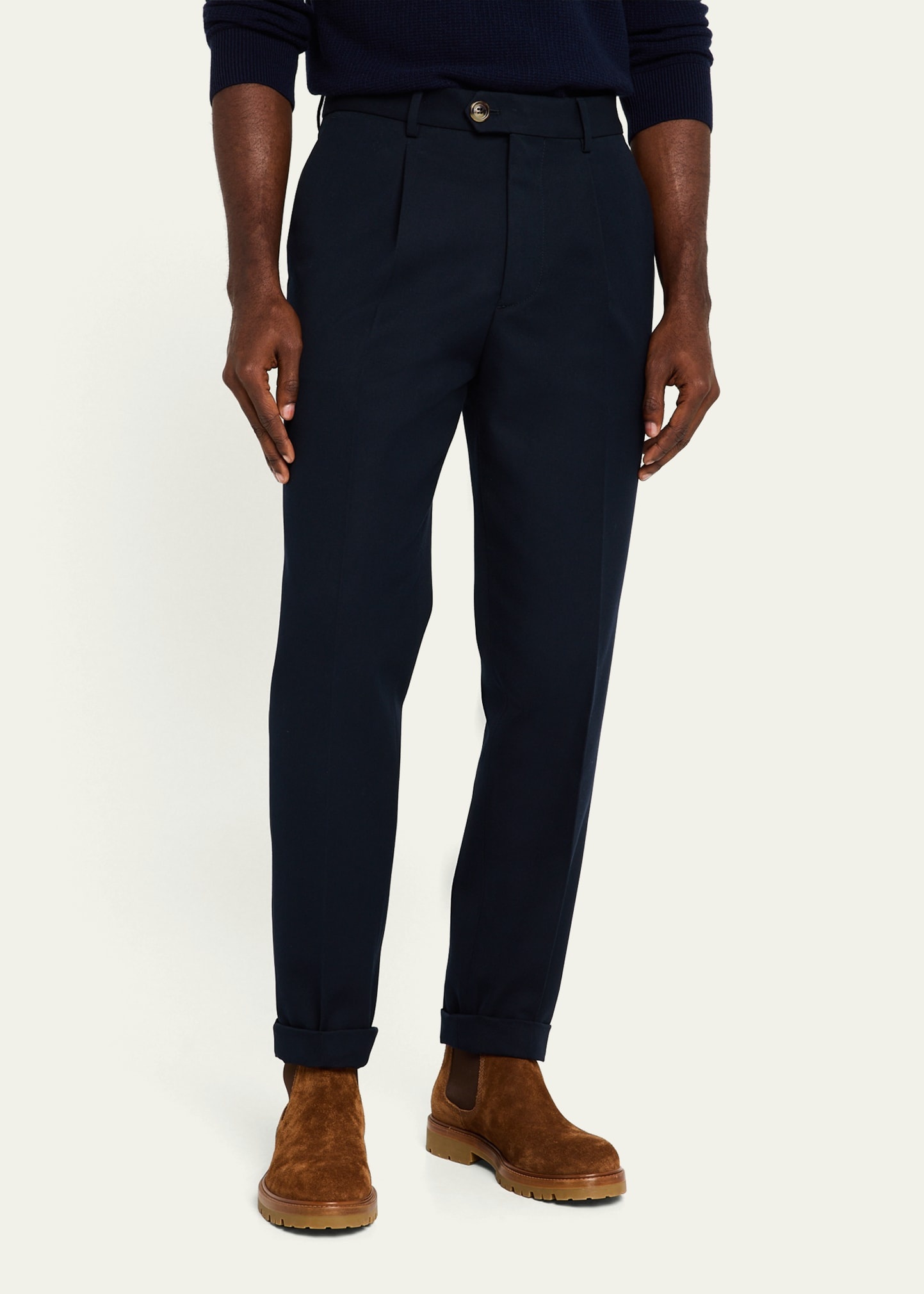 Men's Pleated Twill Trousers - 4