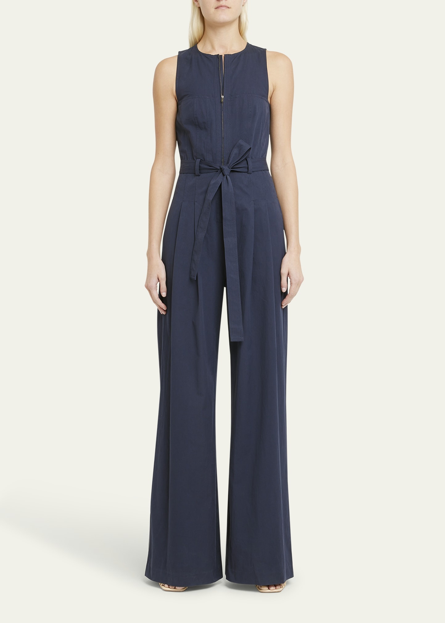 Marin Sleeveless Belted Wide-Leg Cotton Jumpsuit - 2