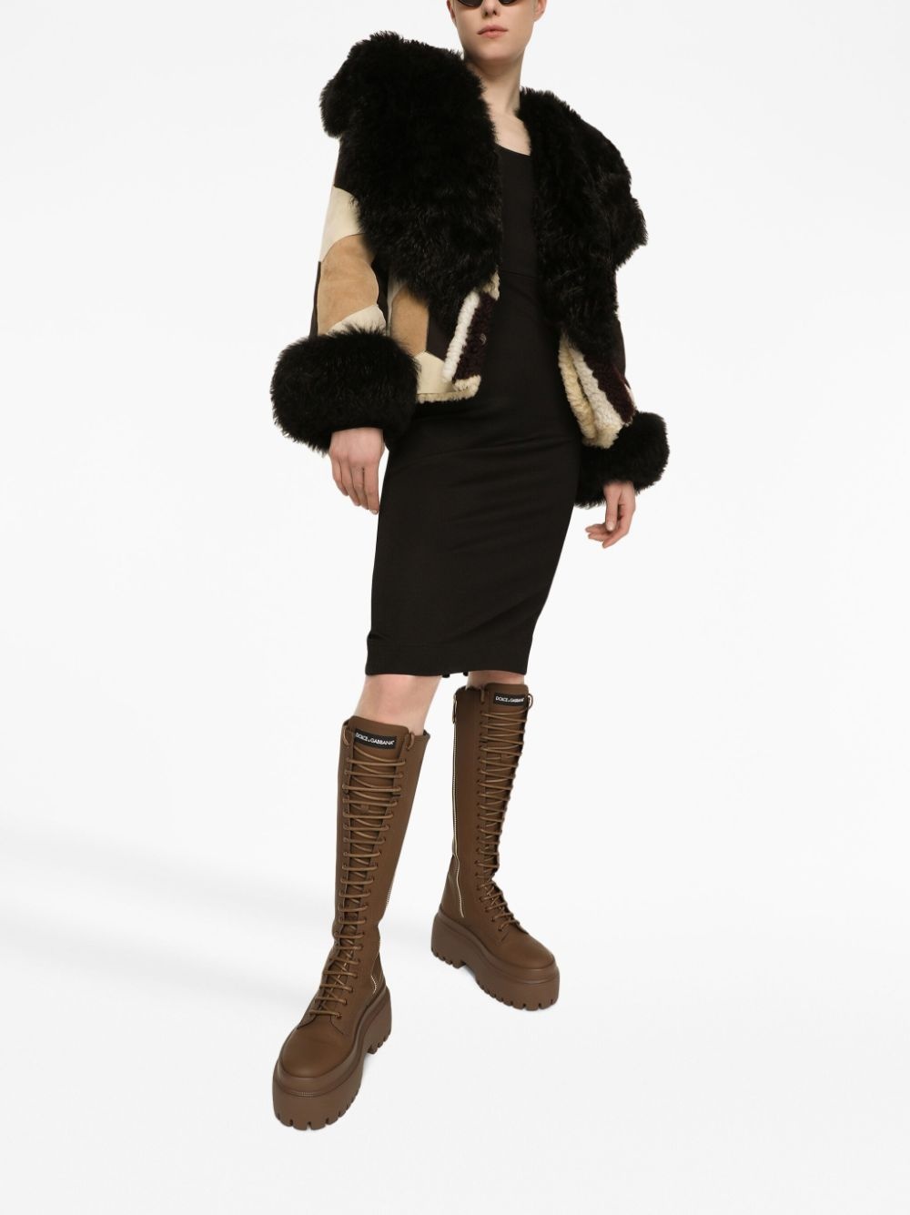 patchwork-design long-sleeve coat - 2