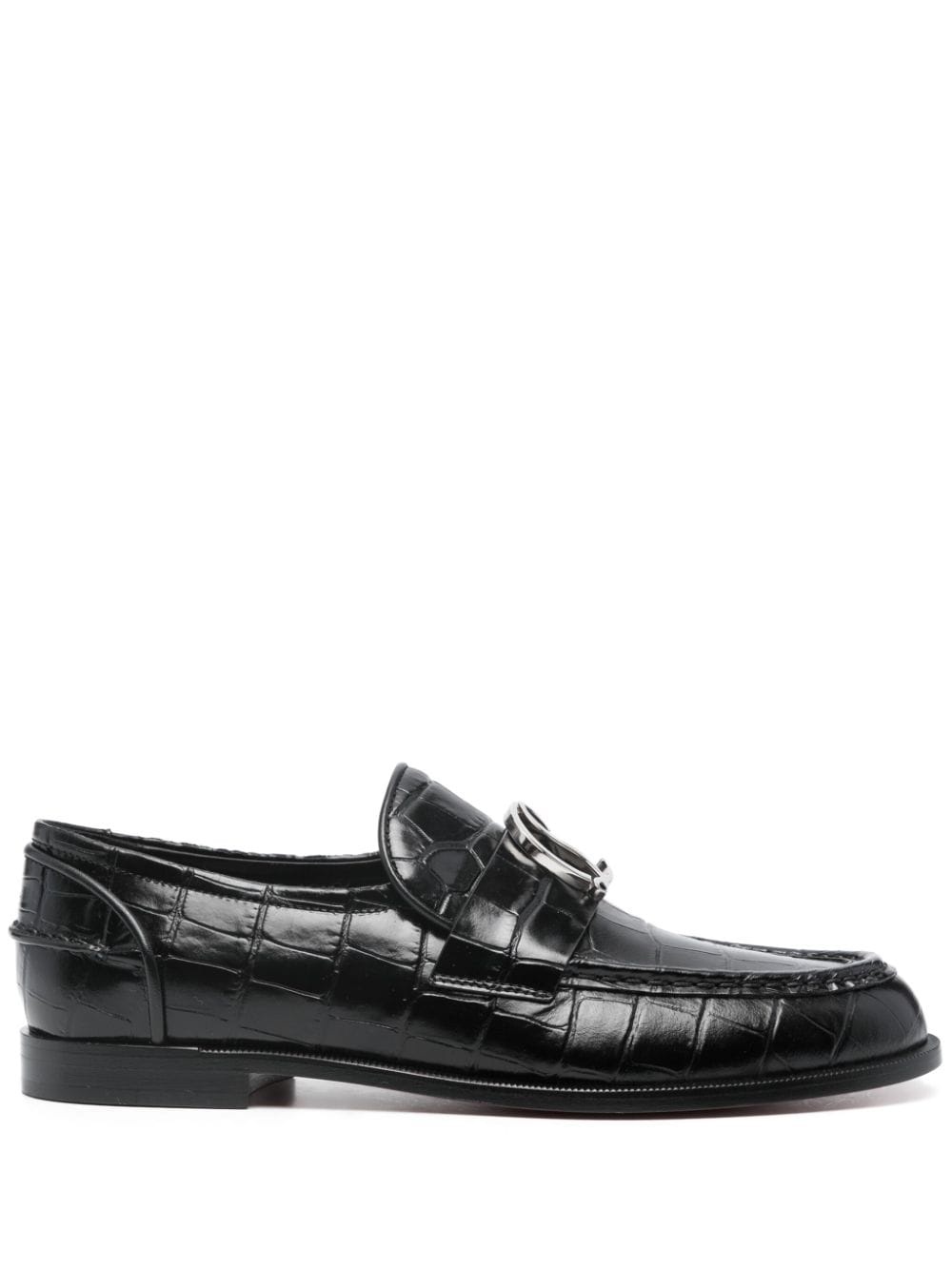 logo-plaque leather loafers - 1