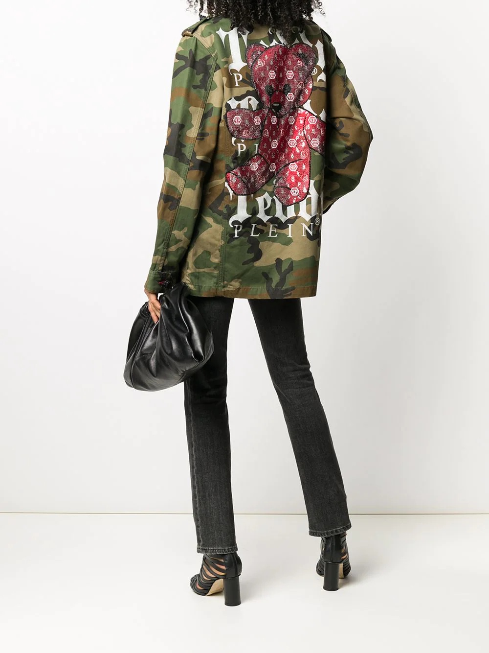 teddy bear camouflage-print parka - 2