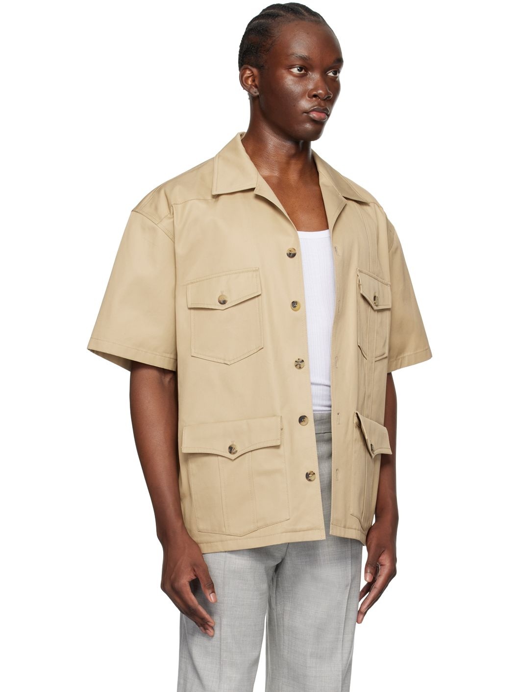 Beige Flap Pocket Shirt - 2