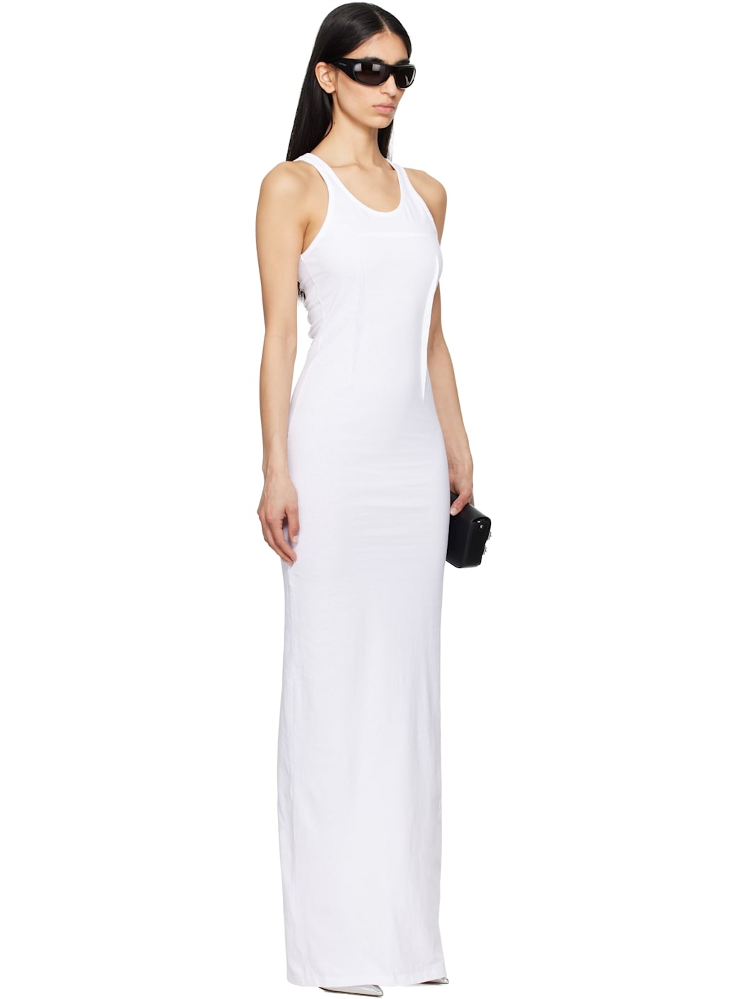 White Heavy Cotton Jersey Maxi Dress - 2