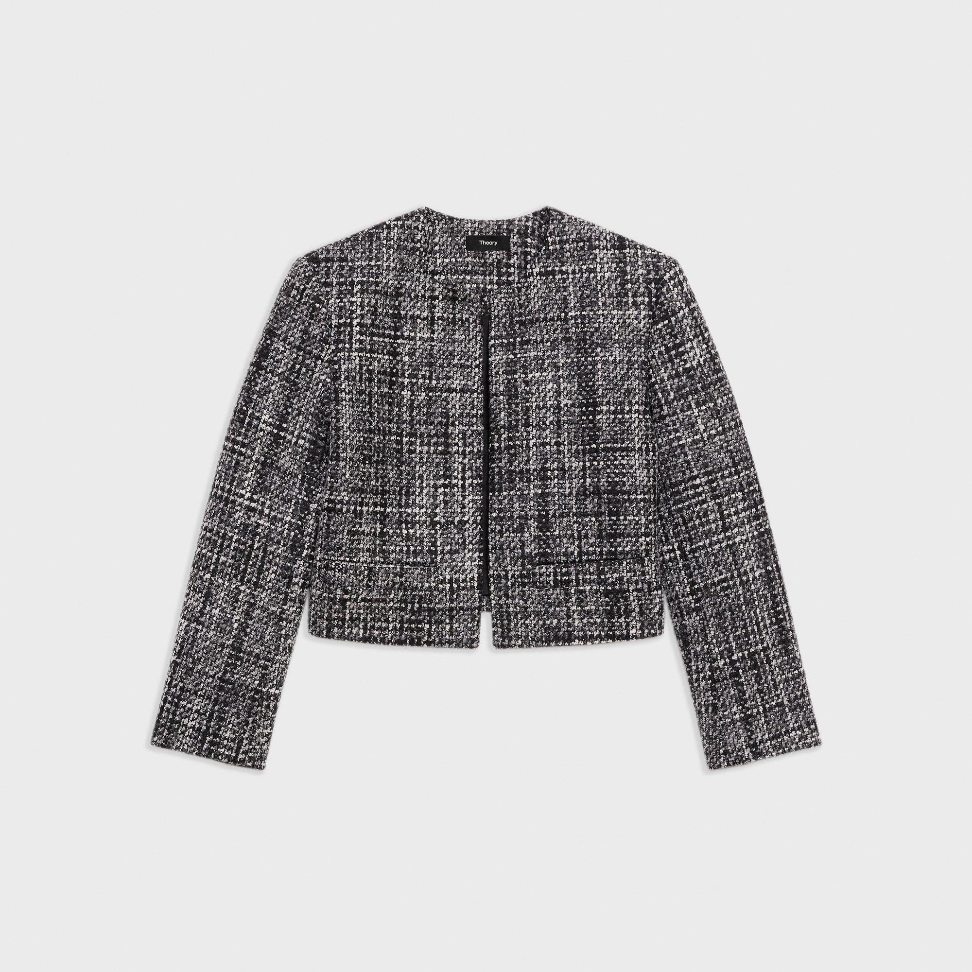 Cropped Jacket in Mélange Tweed - 1