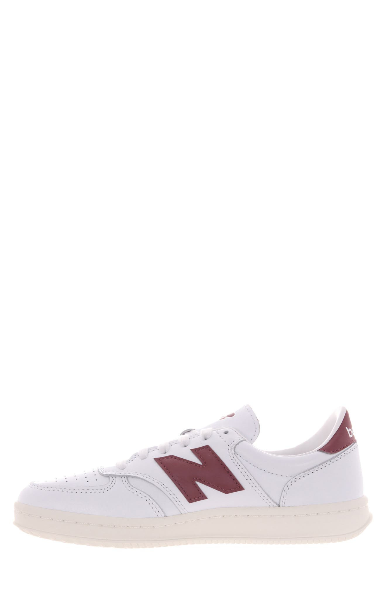 New Balance T500 Tennis Sneaker in White/Washed Burgundy at Nordstrom - 5