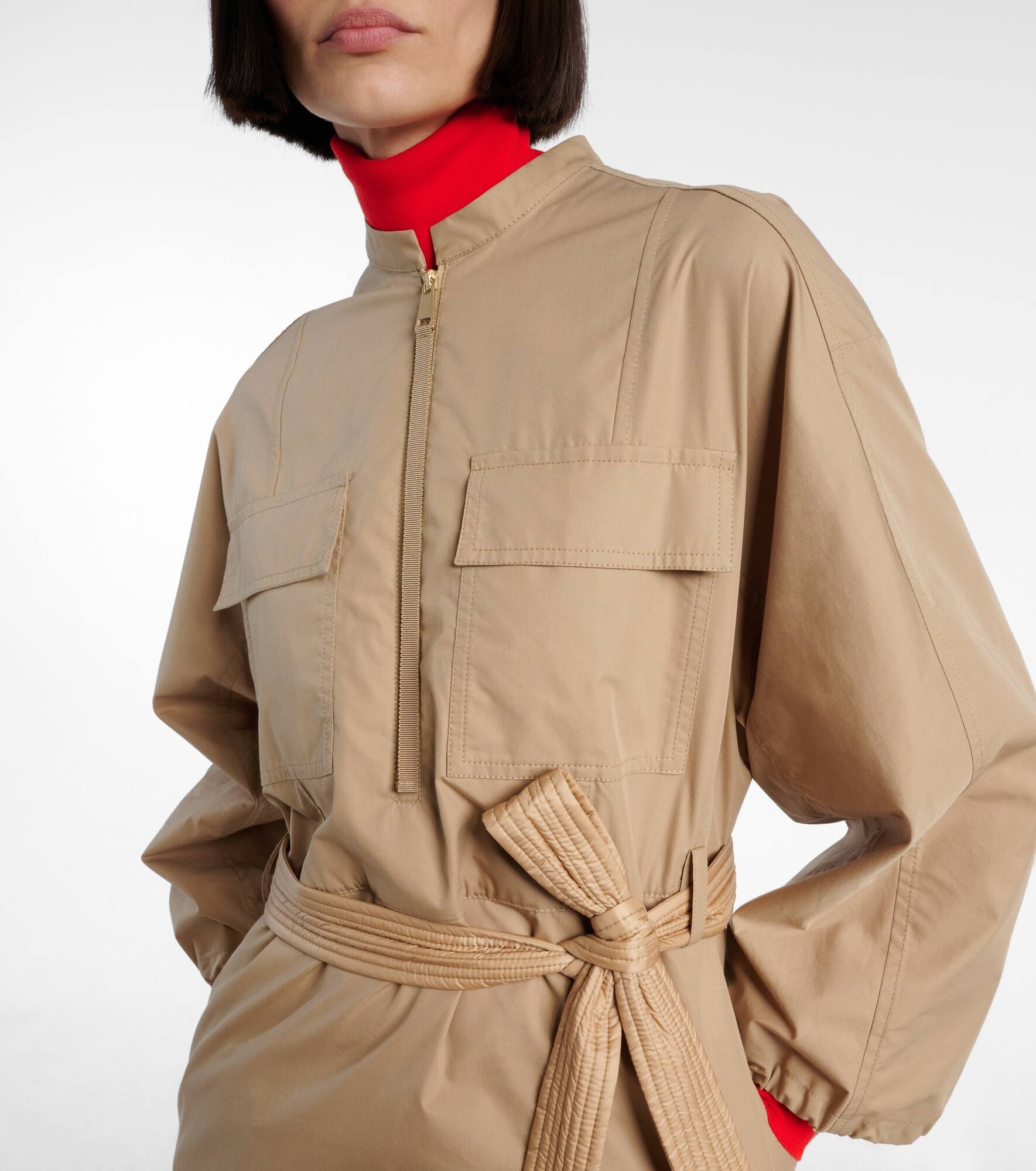 Belted cotton-blend poplin midi dress - 6