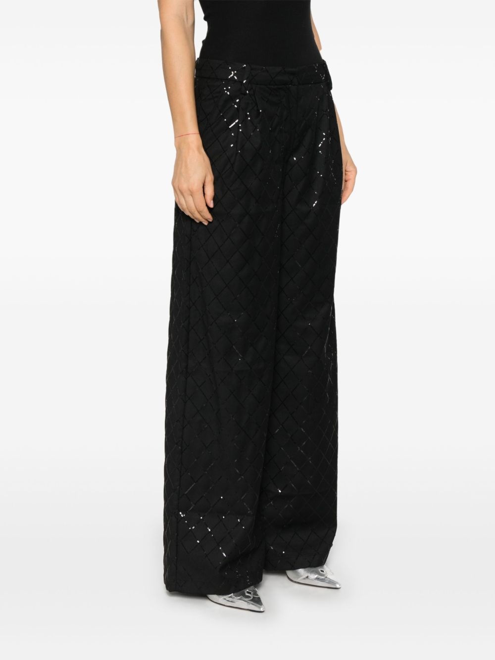 sequinned wide-leg trousers - 3
