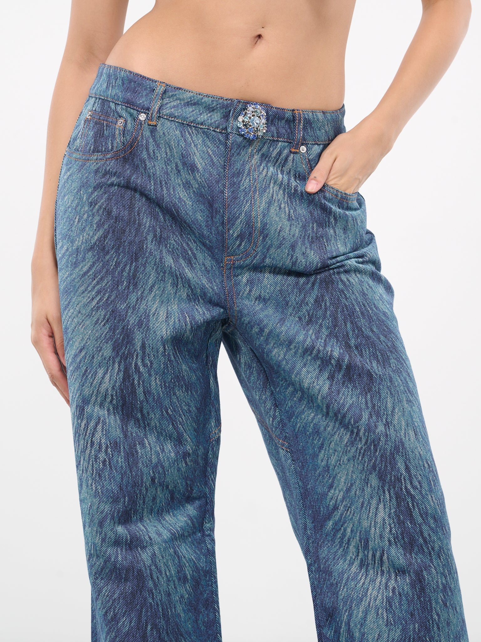 Fur Print Wide Pants - 4