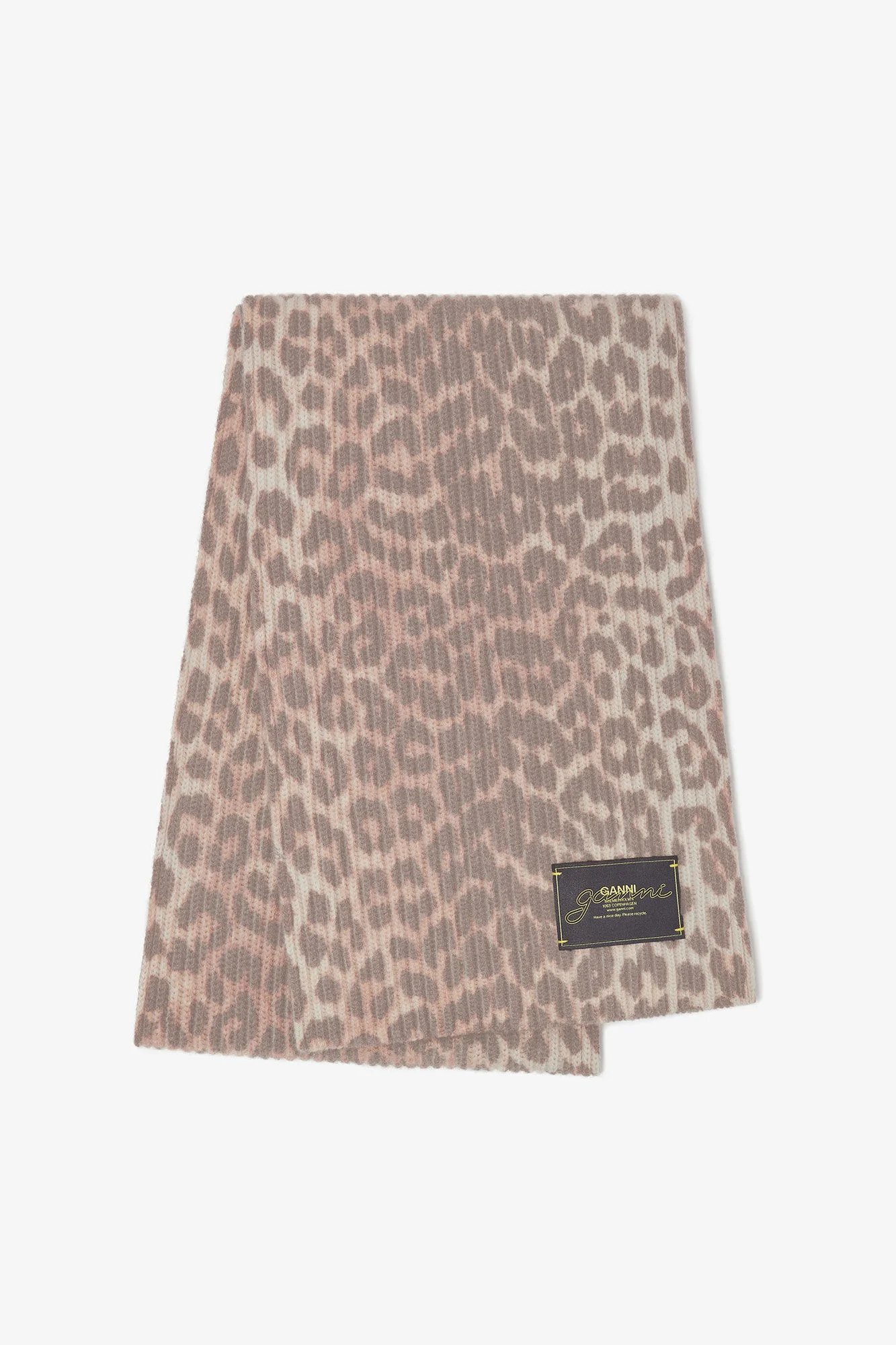 LEOPARD WOOL KNIT SCARF - 1