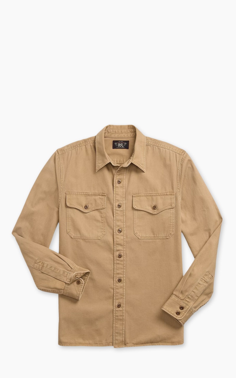 TWILL OFFICER'S WORKSHIRT FADED TAN - 1