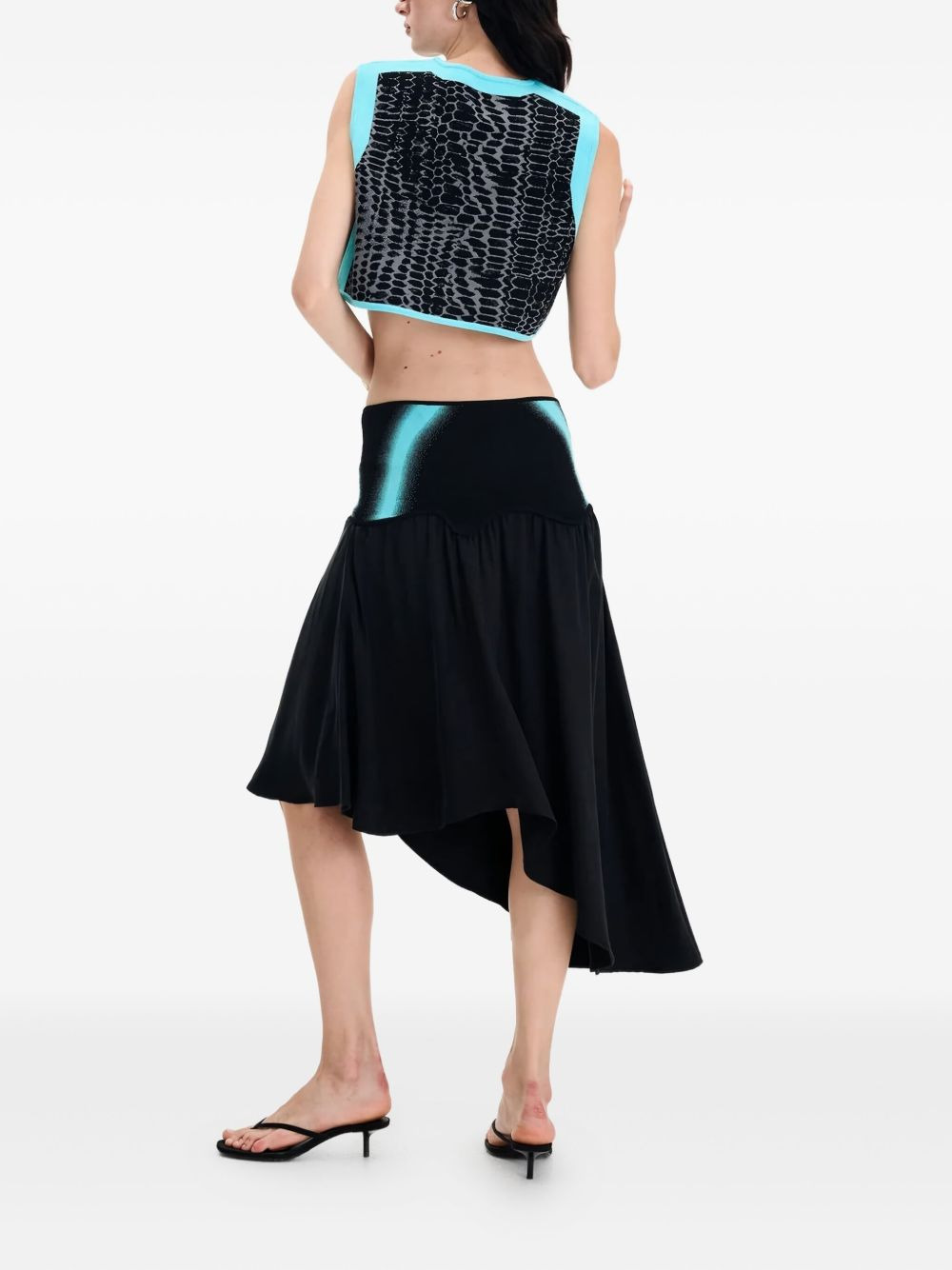 snakeskin-print asymmetrical top - 5