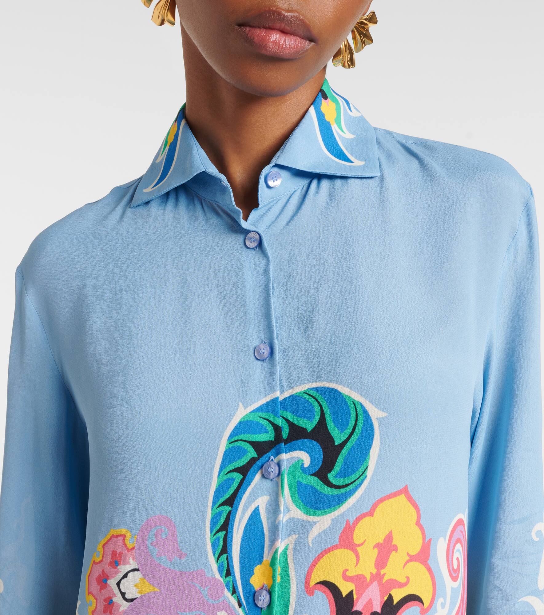 Printed satin shirt - 4