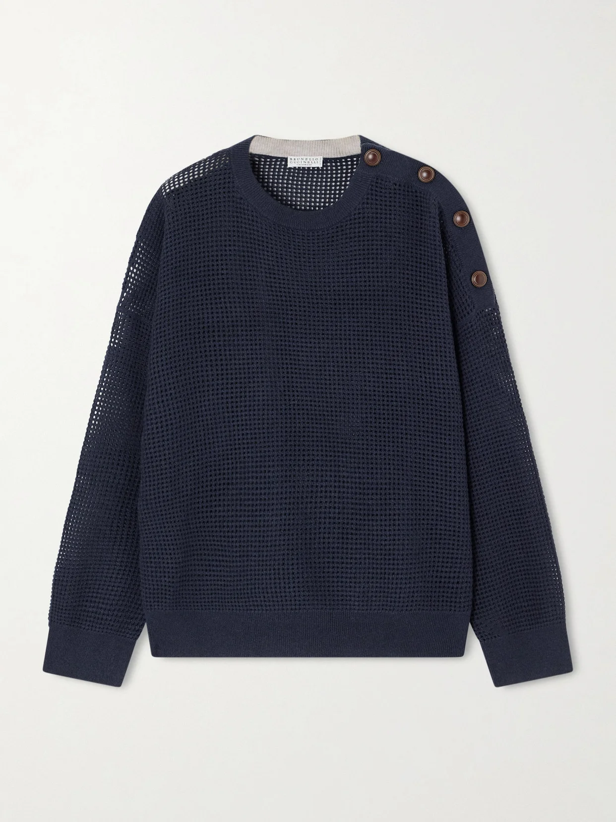 Waffle-knit Cashmere Sweater - 1