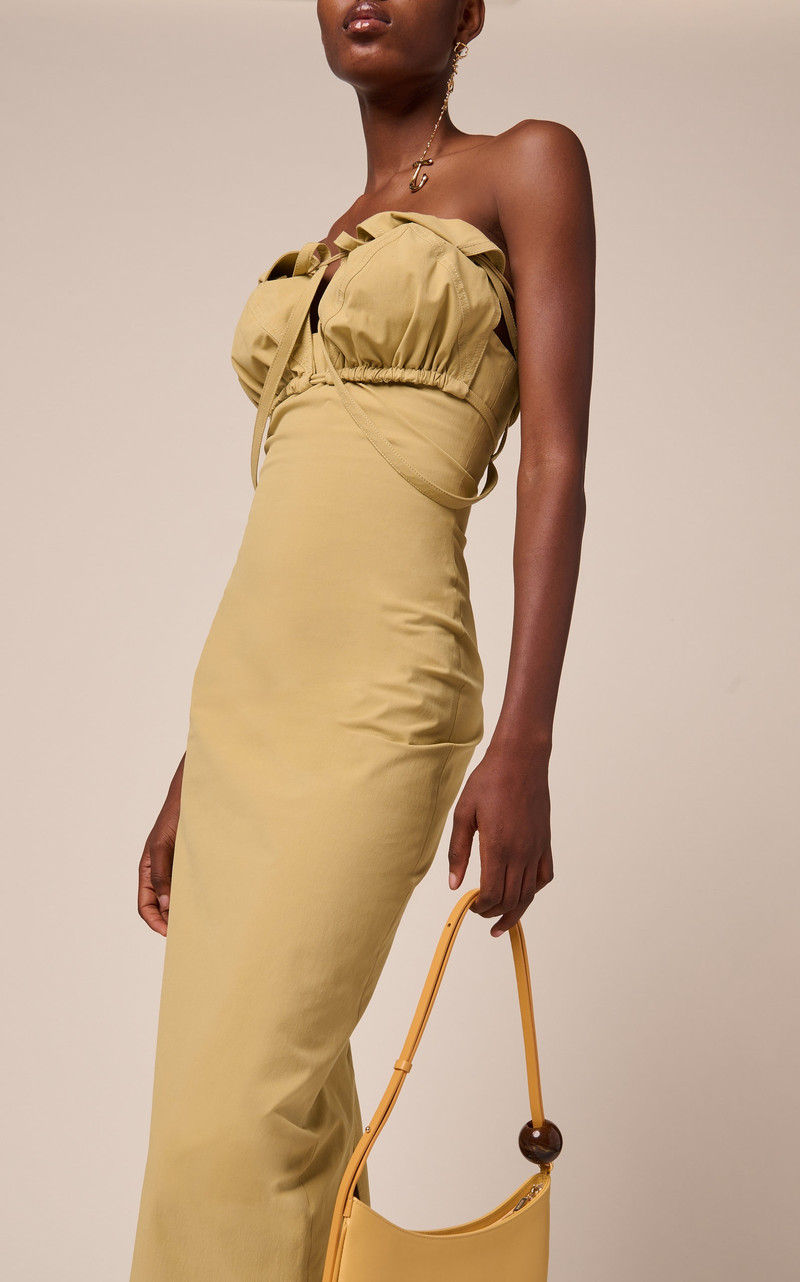 Tie-Detailed Twill Midi Dress neutral 3