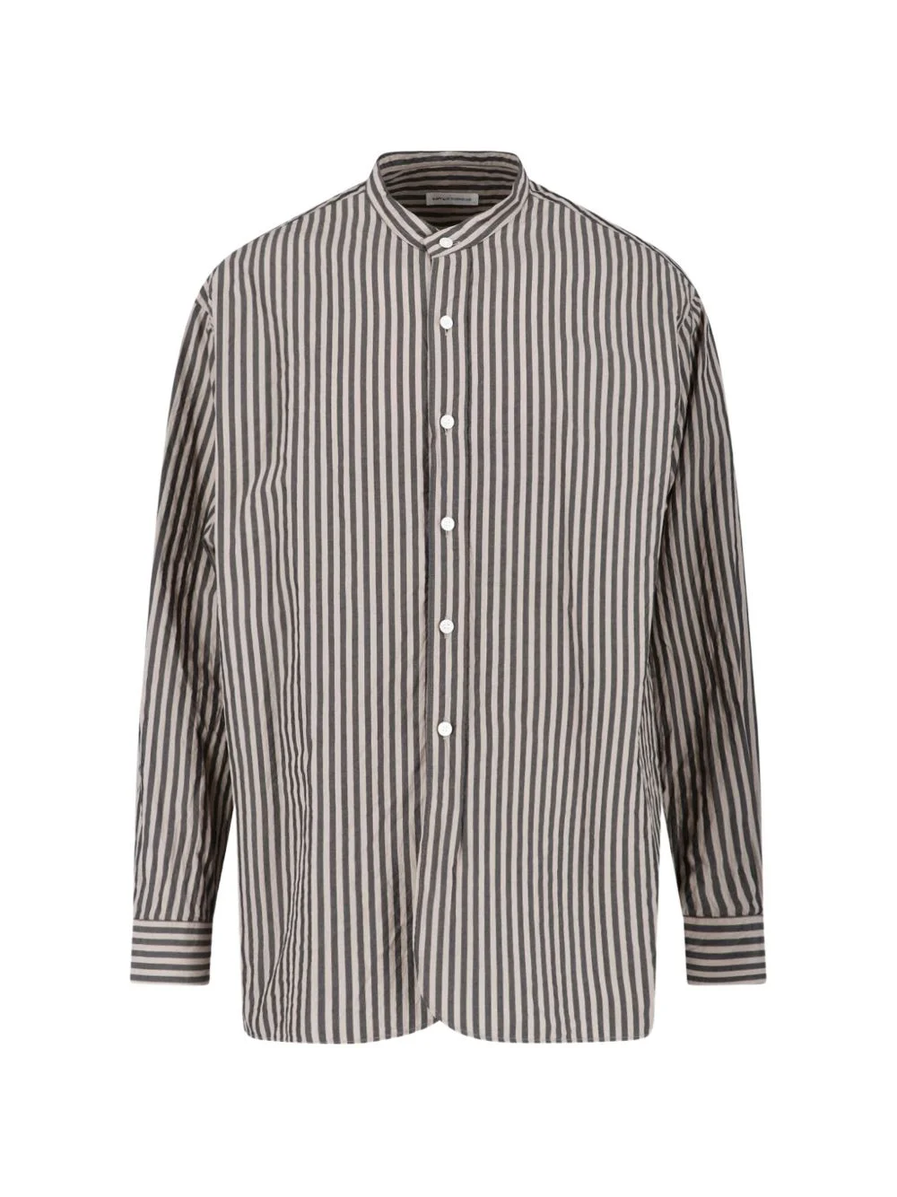 Bumpy striped band-collar shirt - 1