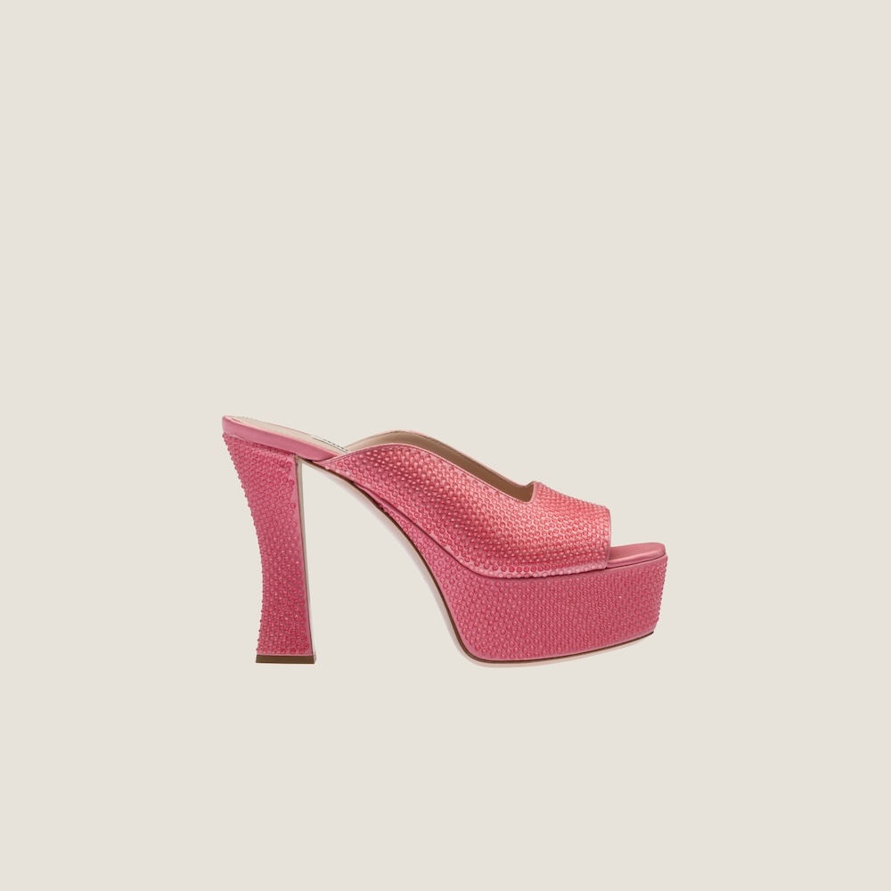 Satin platform sandals with crystals - 1