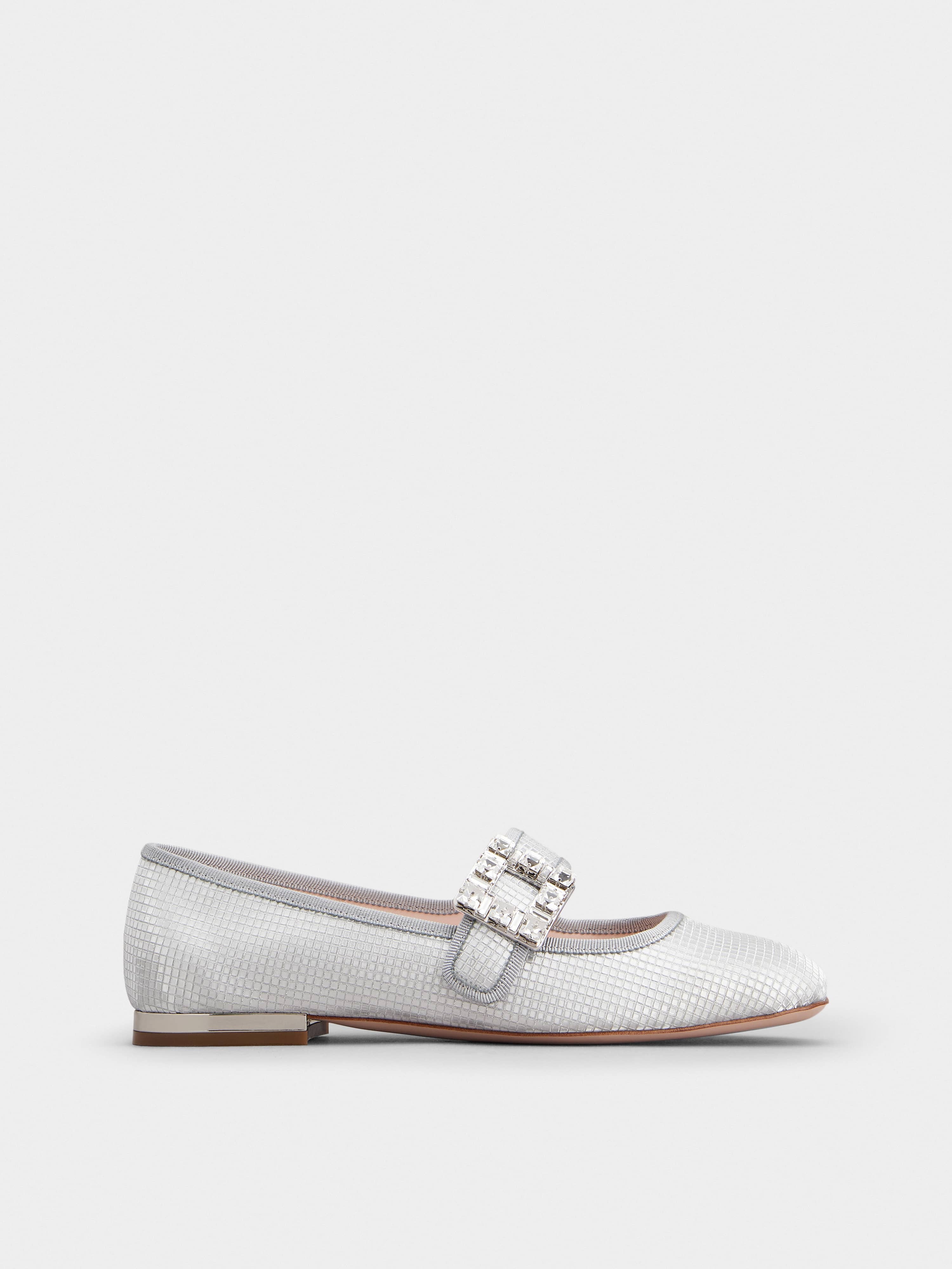 Trés Vivier Strass Buckle Babies Ballerinas in Fabric - 1