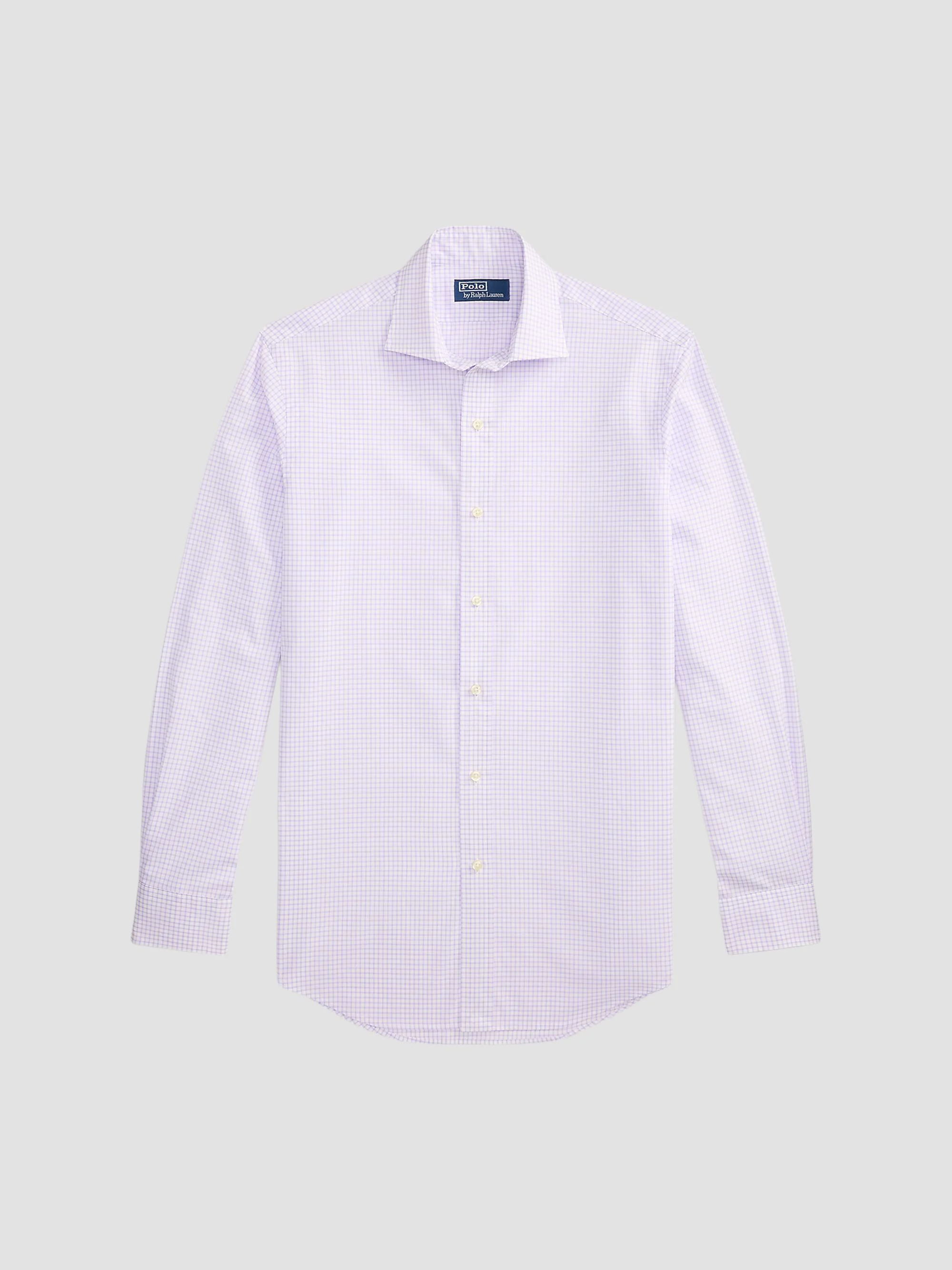 Men's Glen Plaid Poplin Classic-Fit Shirt - Powder Purple White - 1