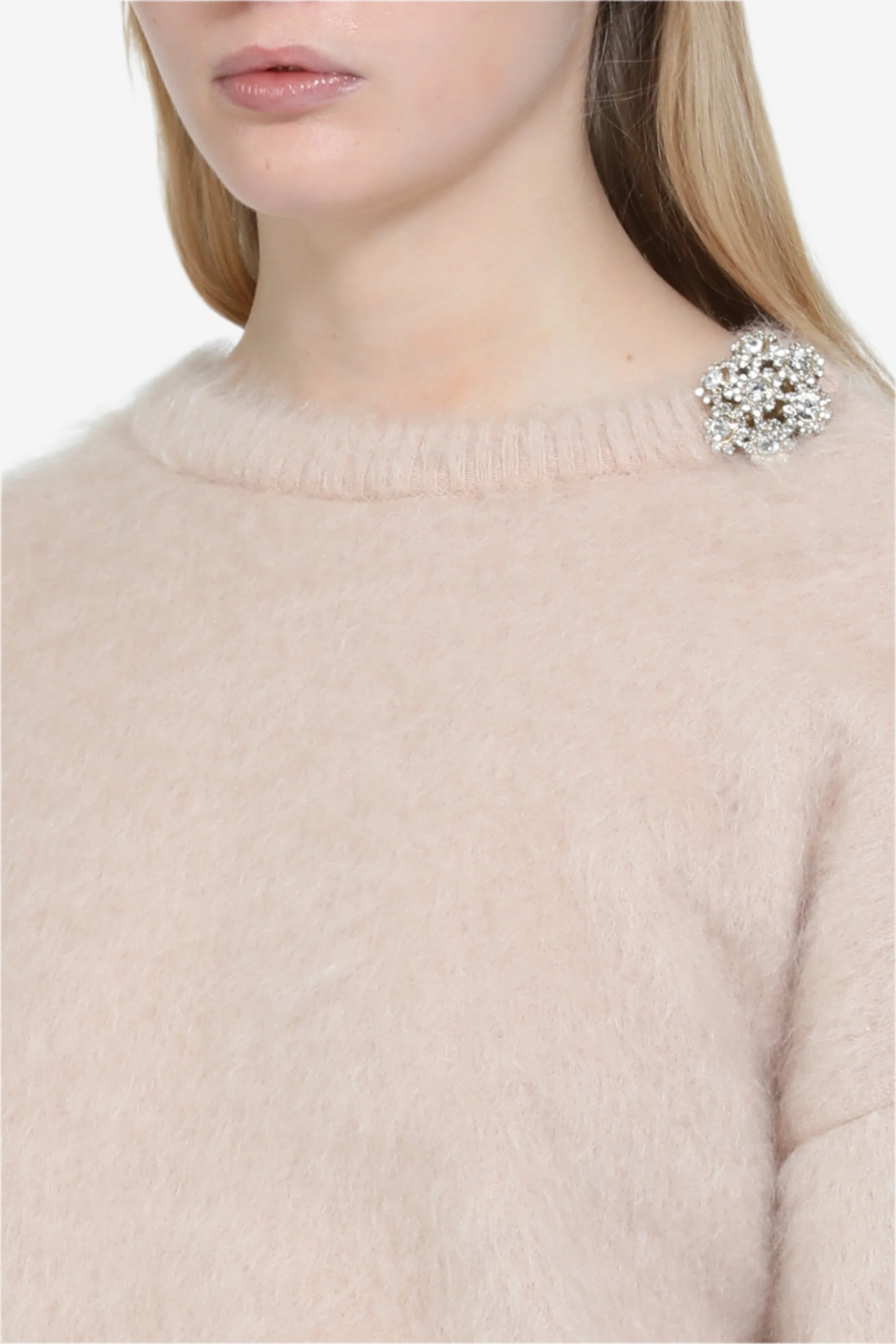 SWEATER WITH FLOWER JEWEL BUTTON - 5
