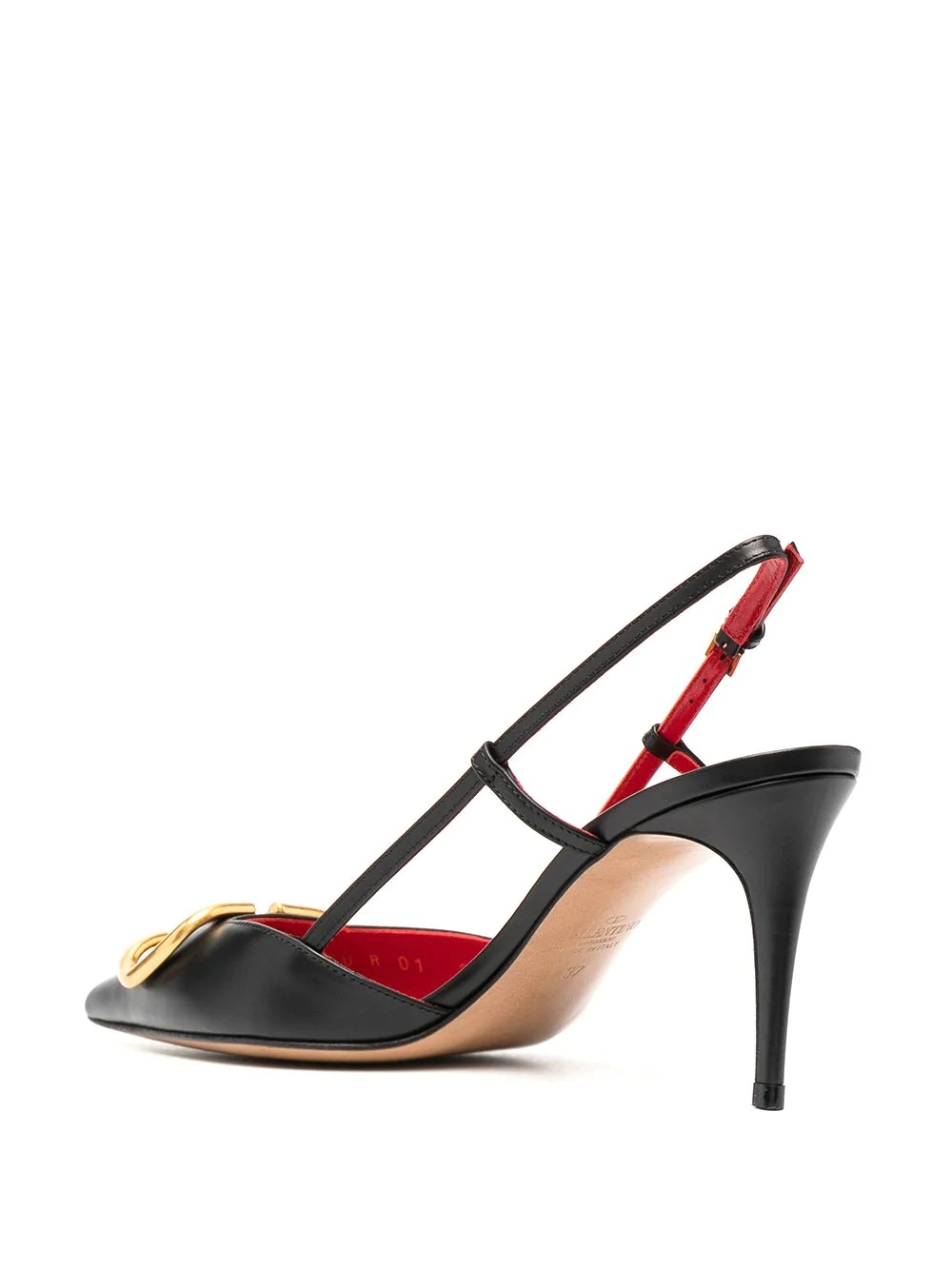 metal logo pointed toe pumps - 3