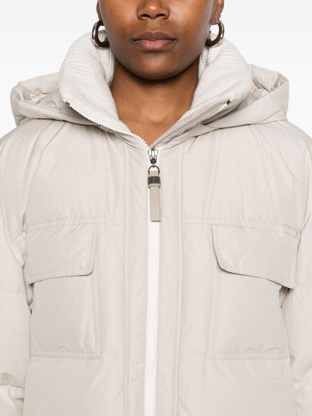 hooded flap-pocket puffer coat - 5