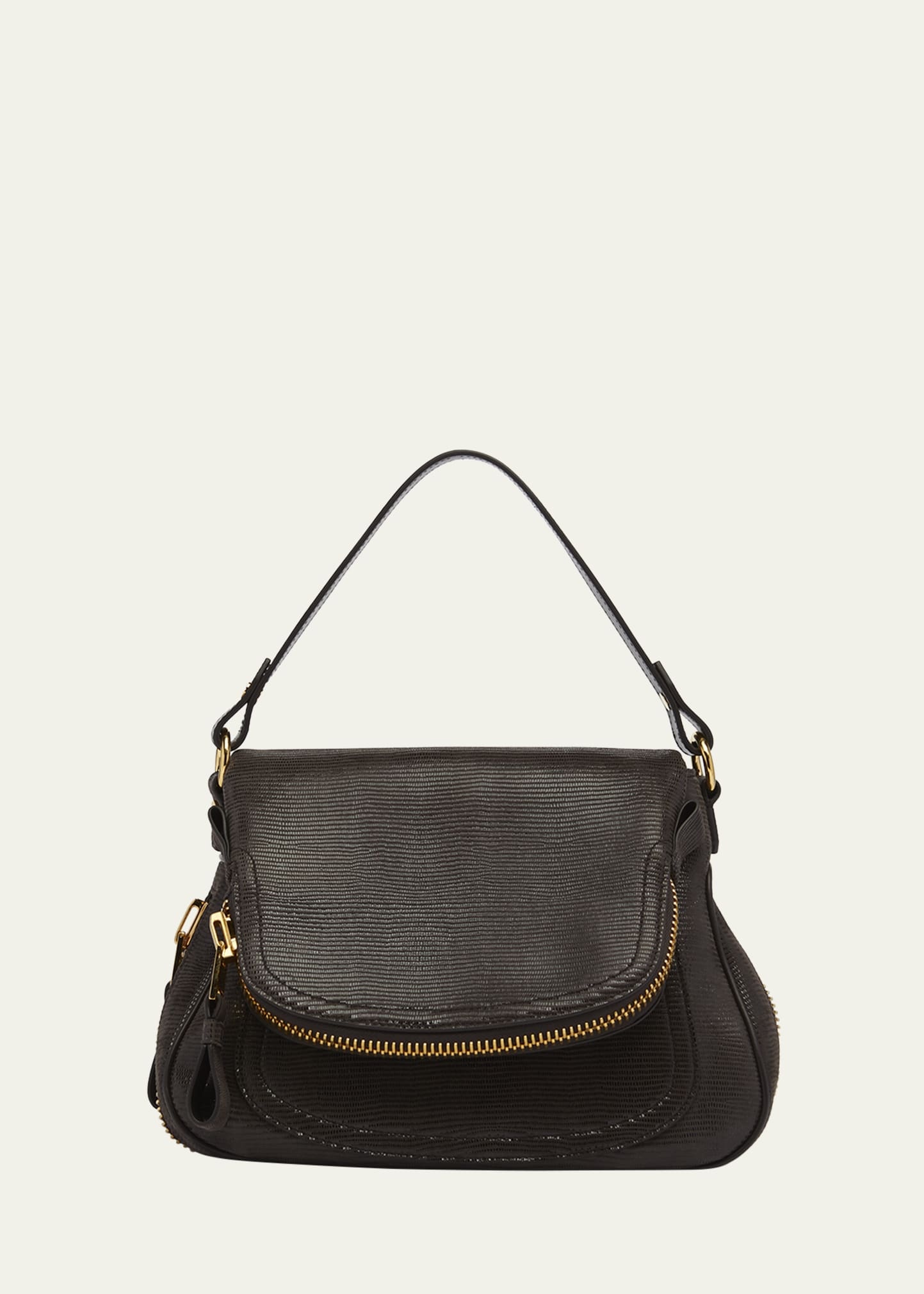 Jennifer Medium Shoulder Bag in Lizard-Embossed Leather - 1