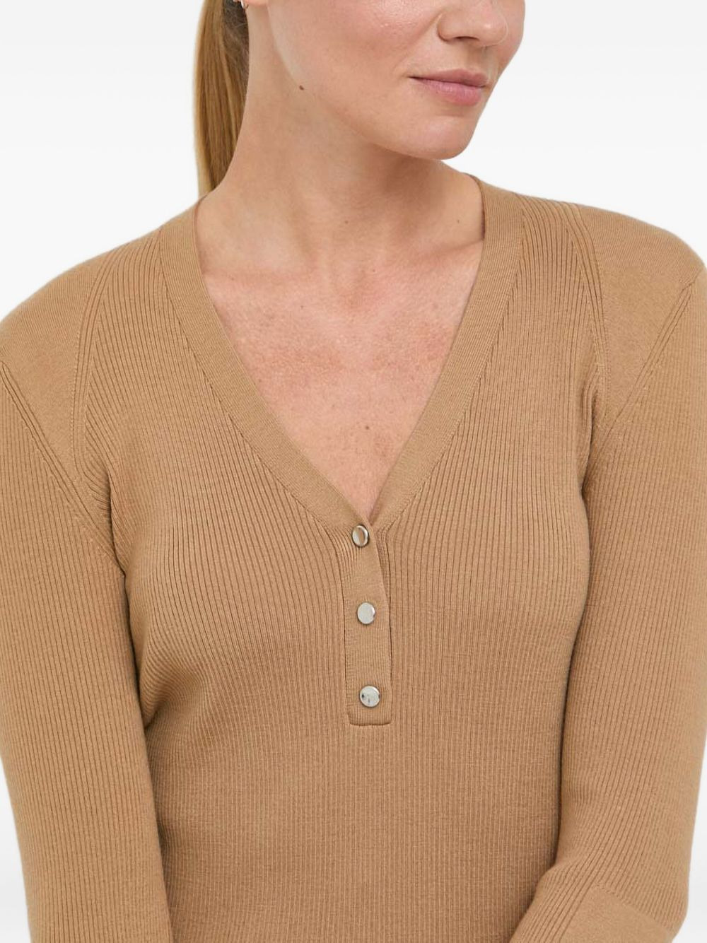 ribbed V-neck sweater - 4