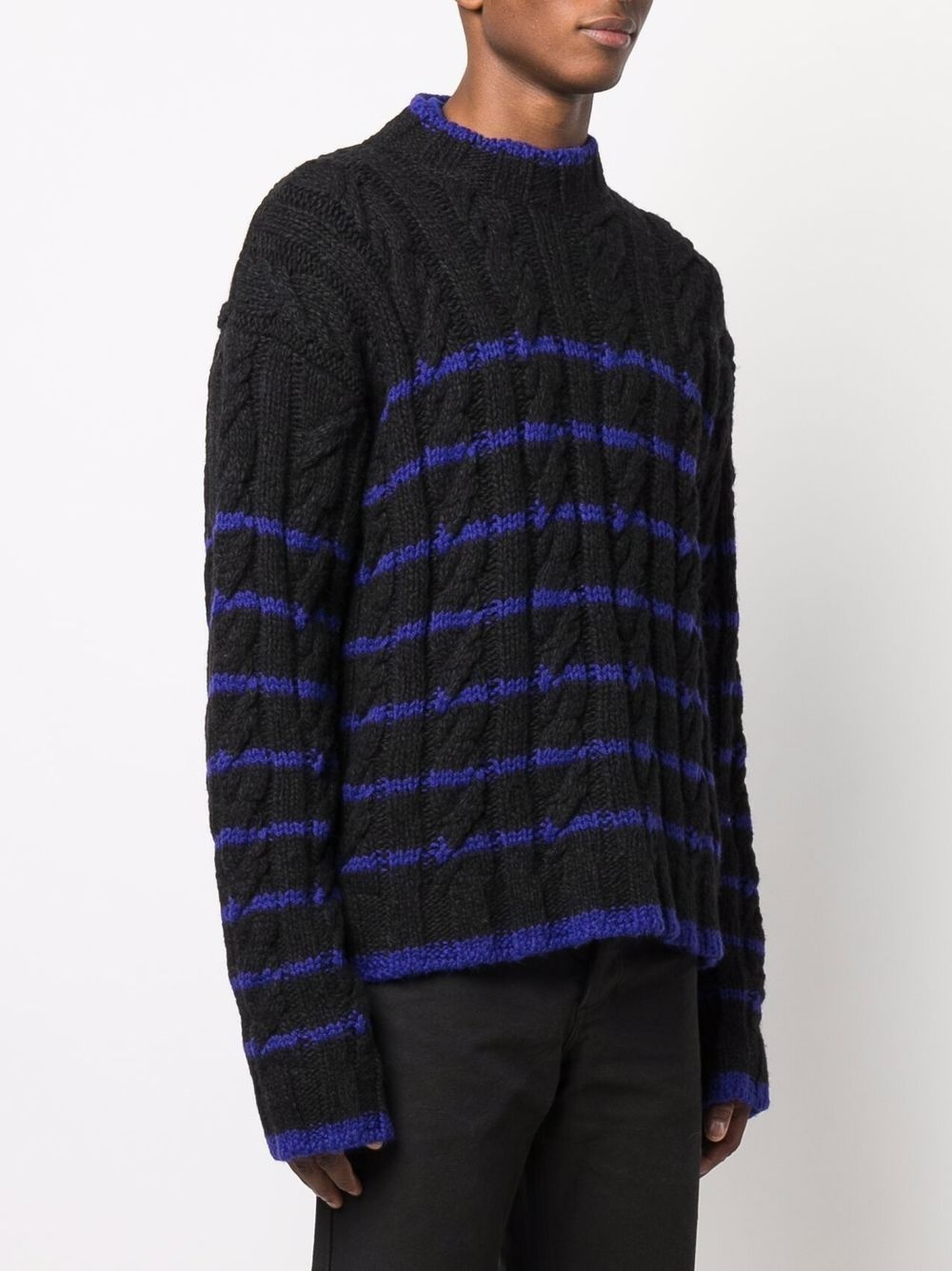 striped cable knit jumper - 3