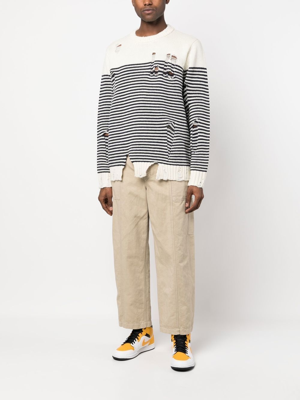 striped crew-neck jumper - 2