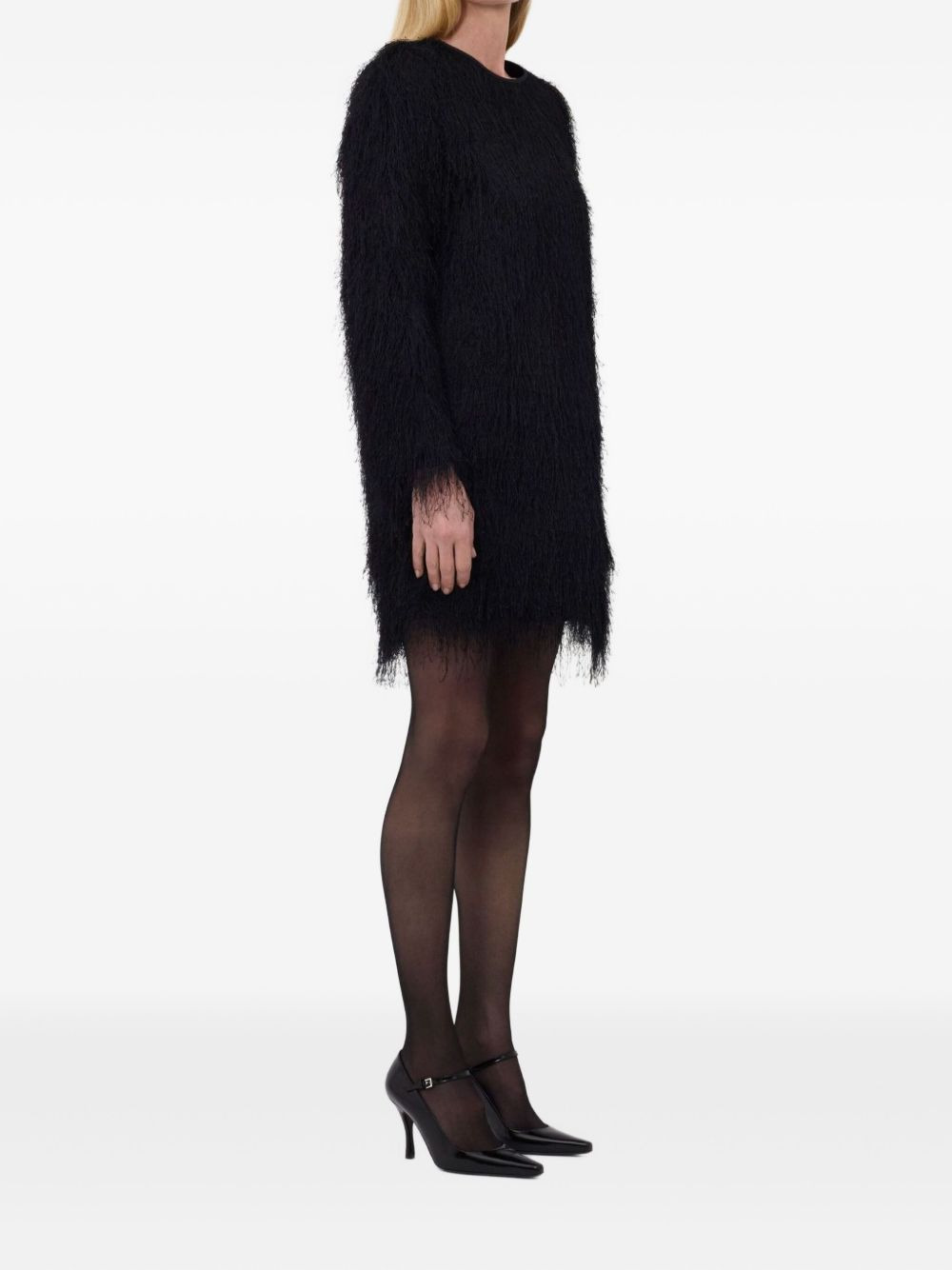 Tina fringed long-sleeve mini dress - 3