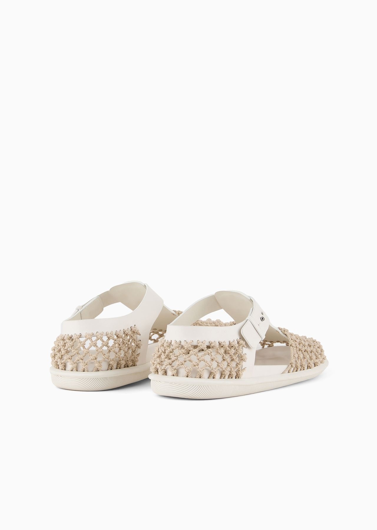 Braided leather and cotton sandals - 4