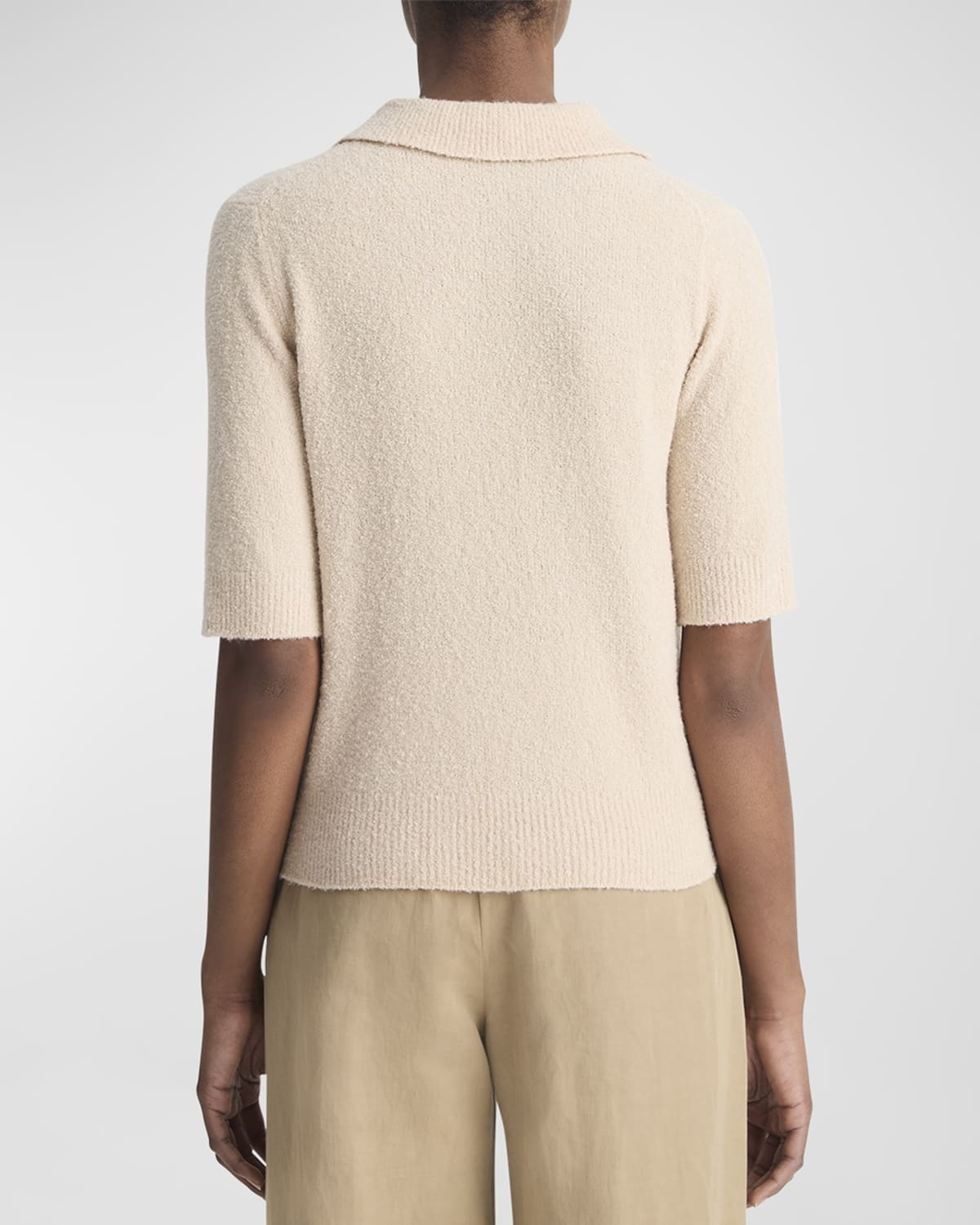 Cashmere Blend Bouclé Short-Sleeve Polo Sweater - 3