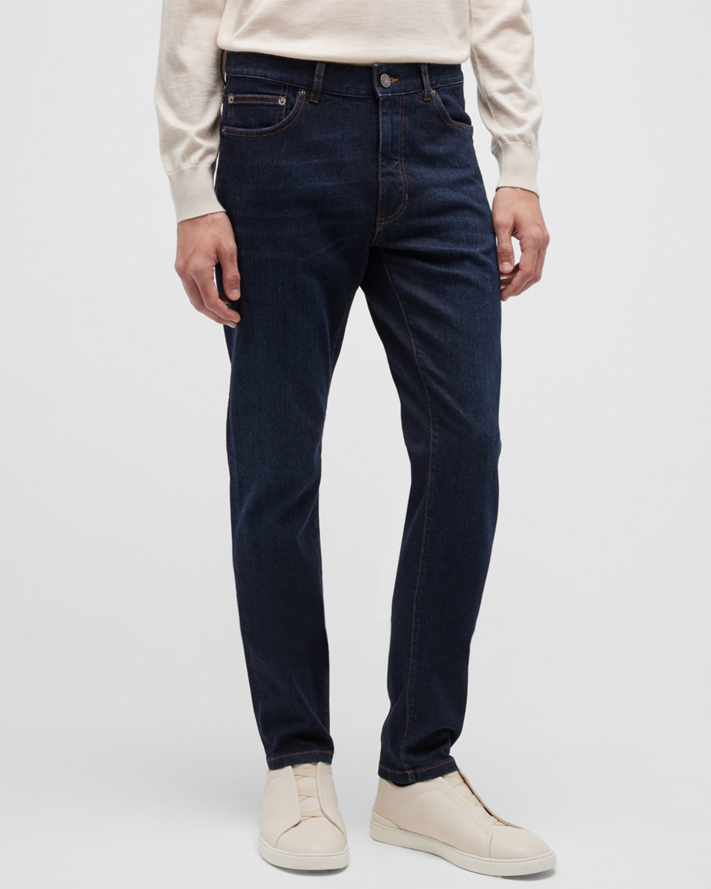 Men's 5-Pocket Dark Wash Denim Jeans - 2