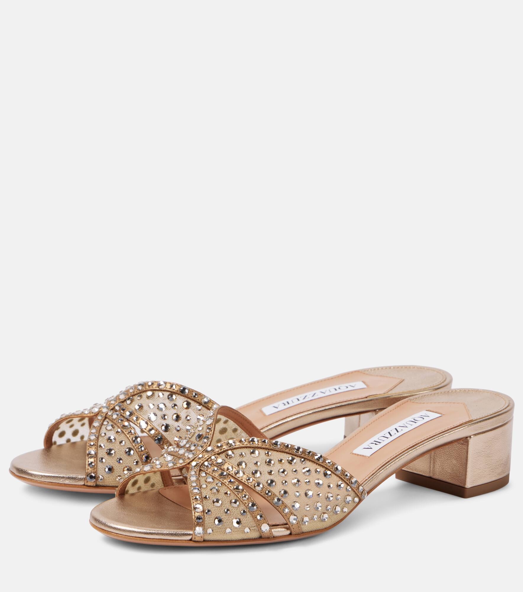 Crystal Love 35 embellished tulle mules - 4