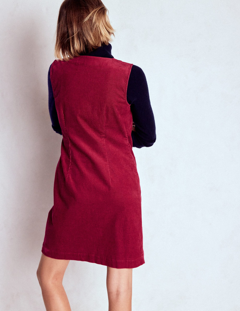 Evelyn Cord Shift Dress-Burgundy Red 4