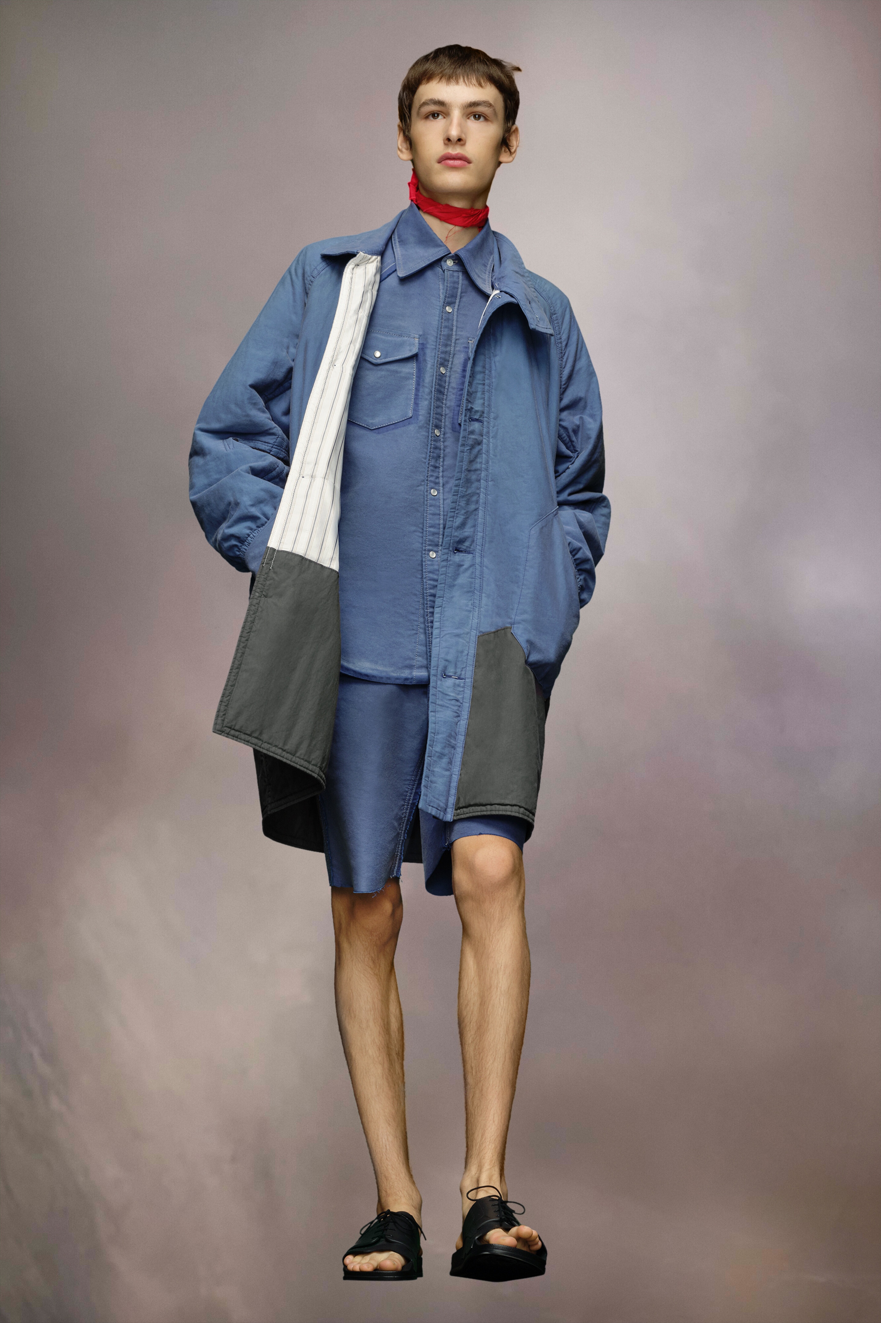 Patchwork cotton twill caban jacket - 2