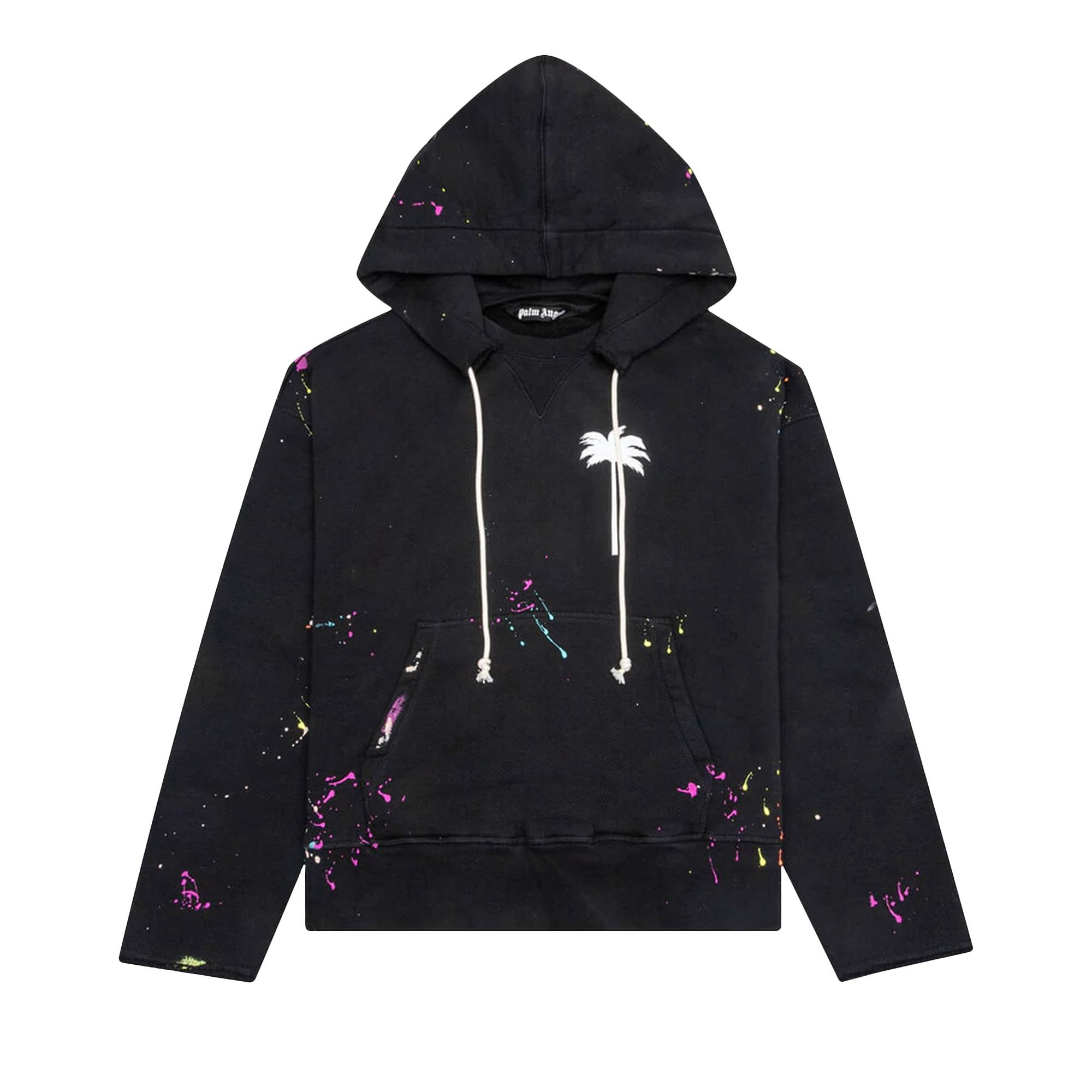 Palm Angels PxP Painted Raw Cut Hoodie 'Black/White' - 1