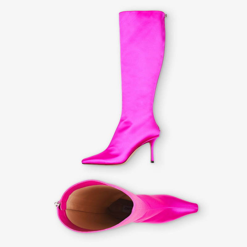 Agathe Knee Boot 85 Fuchsia Satin Knee-High Boots 5