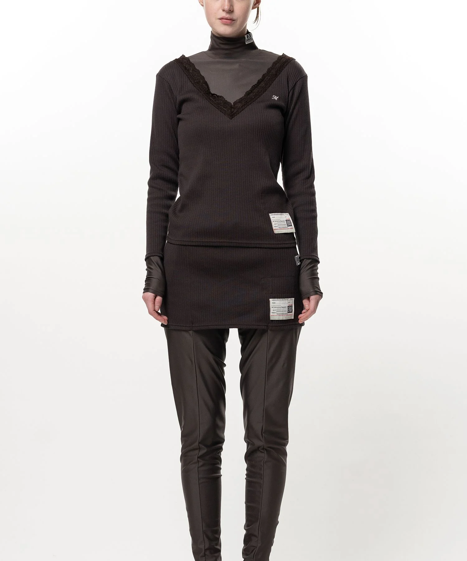 High Neck Layered Knit Pullover - 1