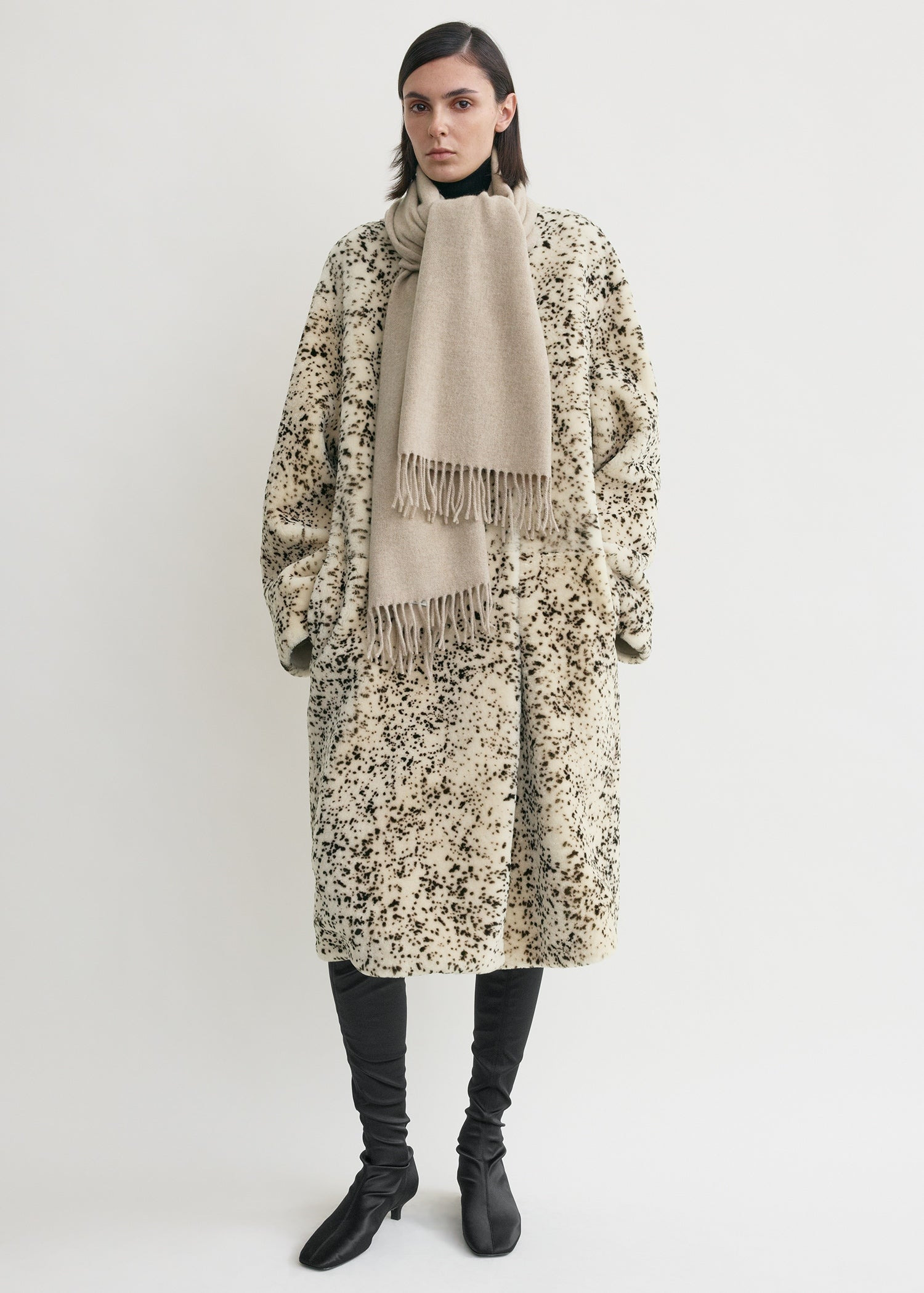 Classic wool scarf light beige mélange - 5